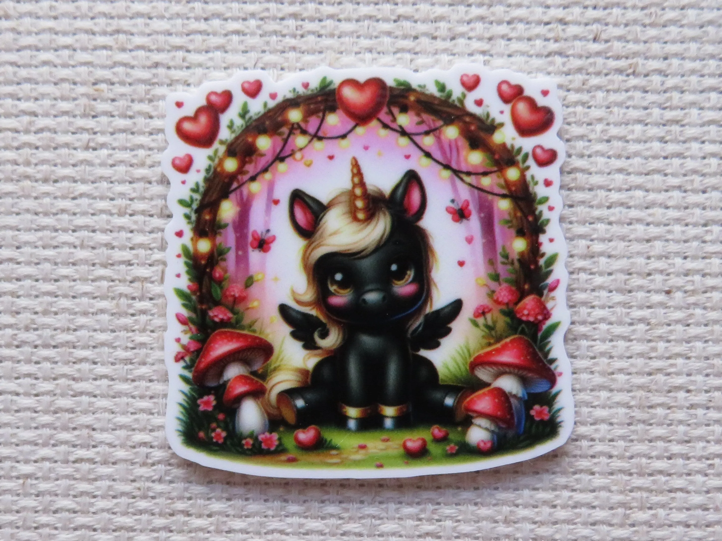 Black Unicorn Needle Minder, Cover Minder, Magnet