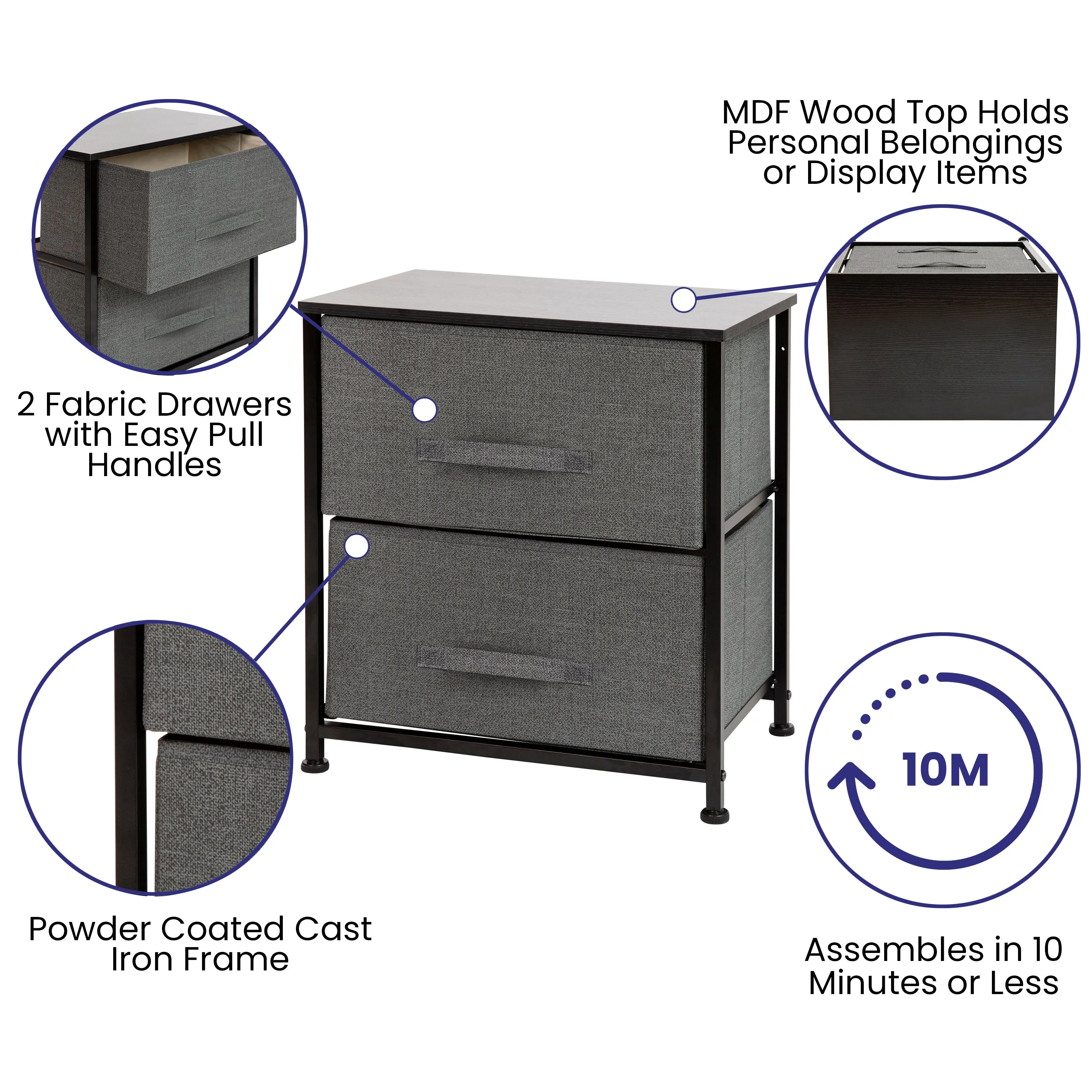 Black/Gray 2 Drawer Organizer WX-5L200-BK-GR-GG