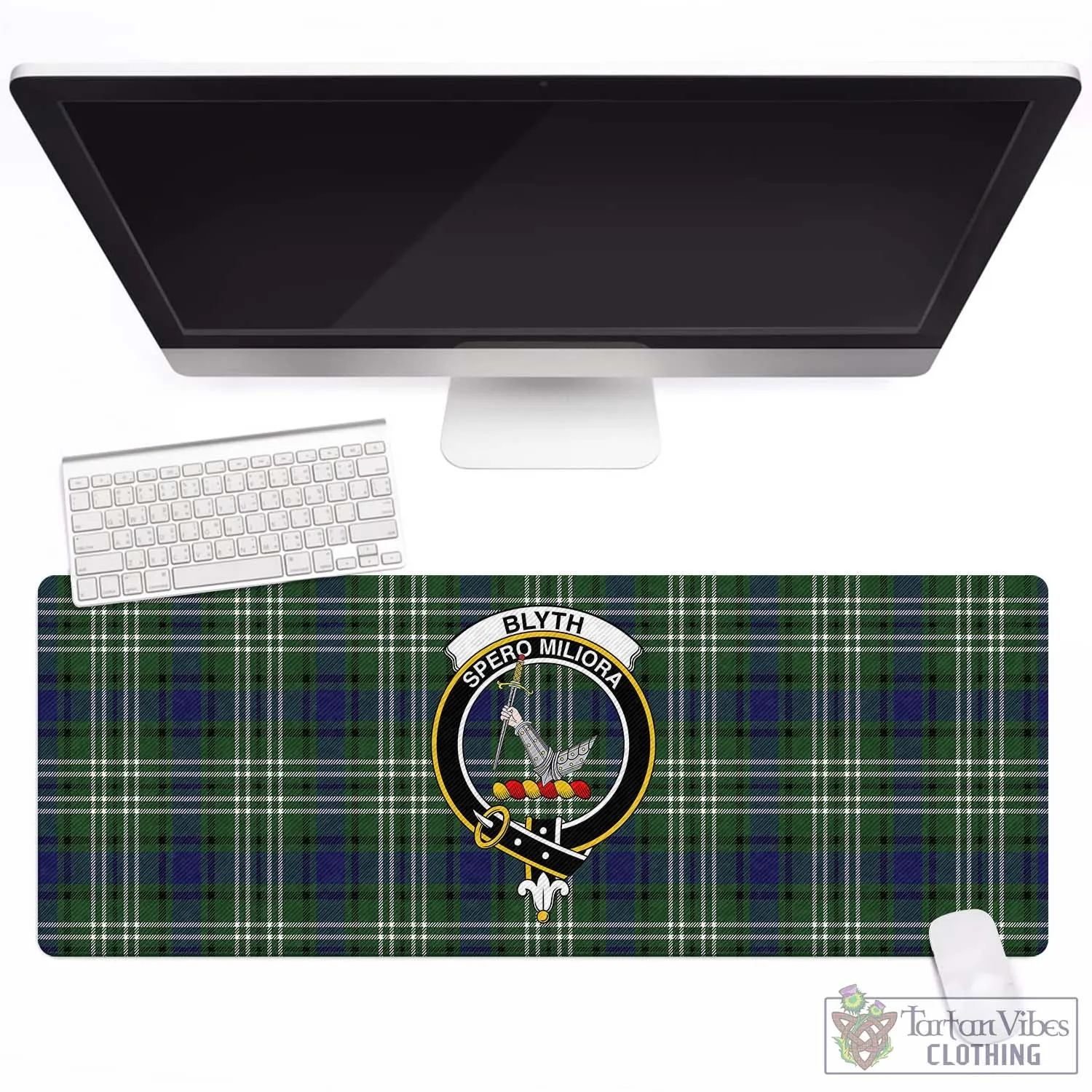 Blyth Tartan Mouse Pad with Family Crest