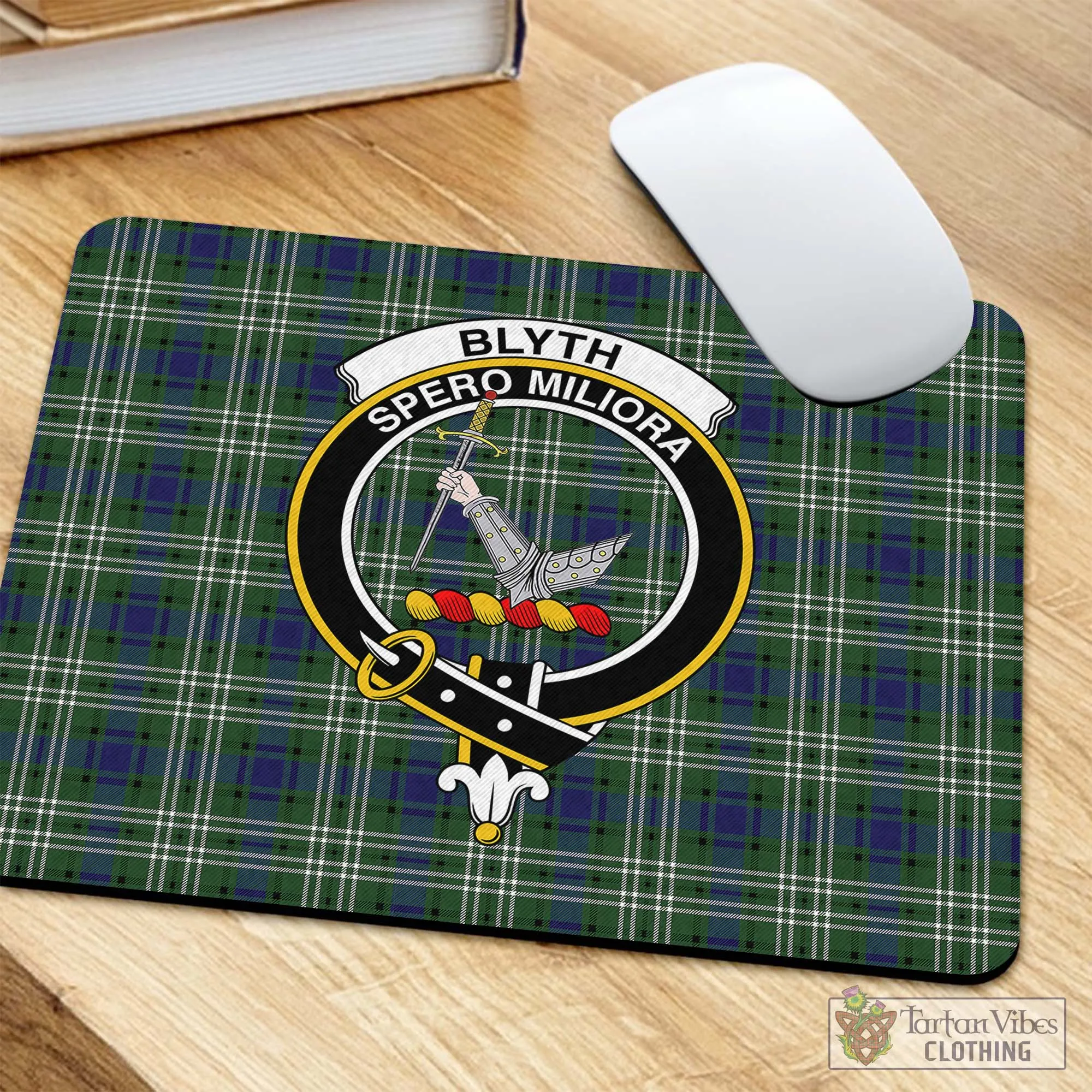 Blyth Tartan Mouse Pad with Family Crest