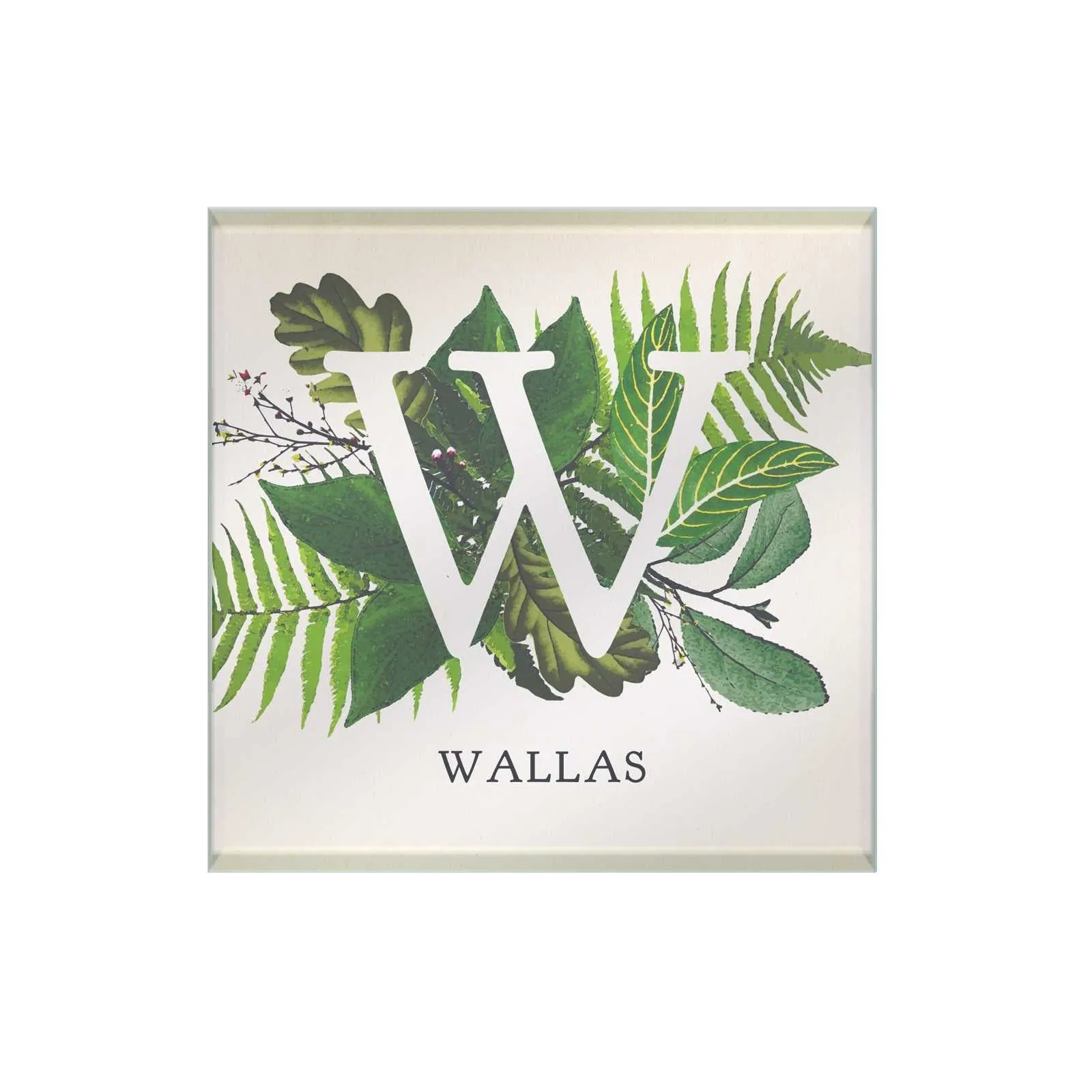 Botanical Monogram Glass Coaster