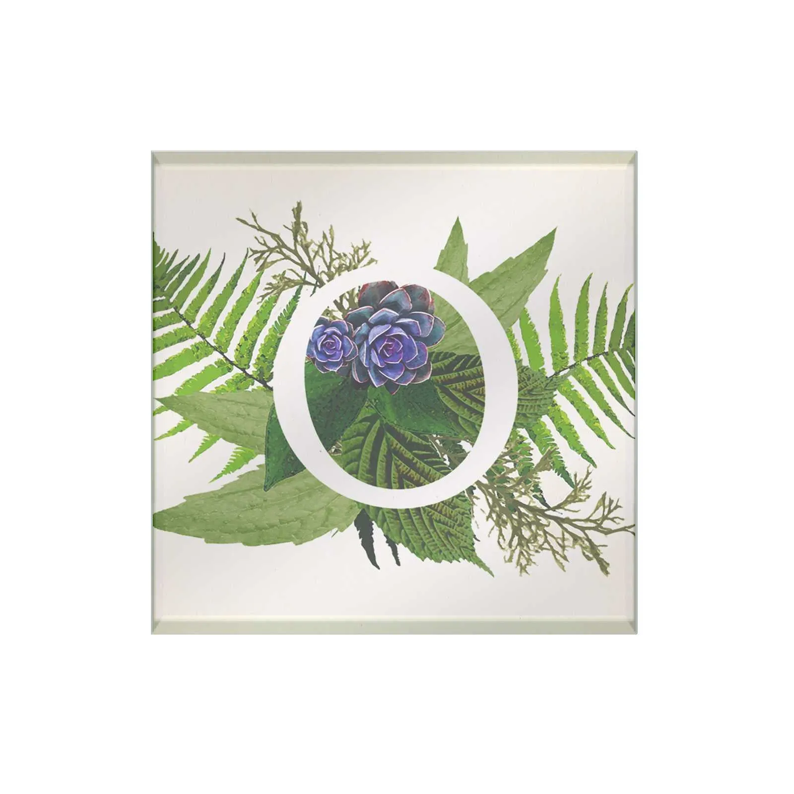 Botanical Monogram Glass Coaster