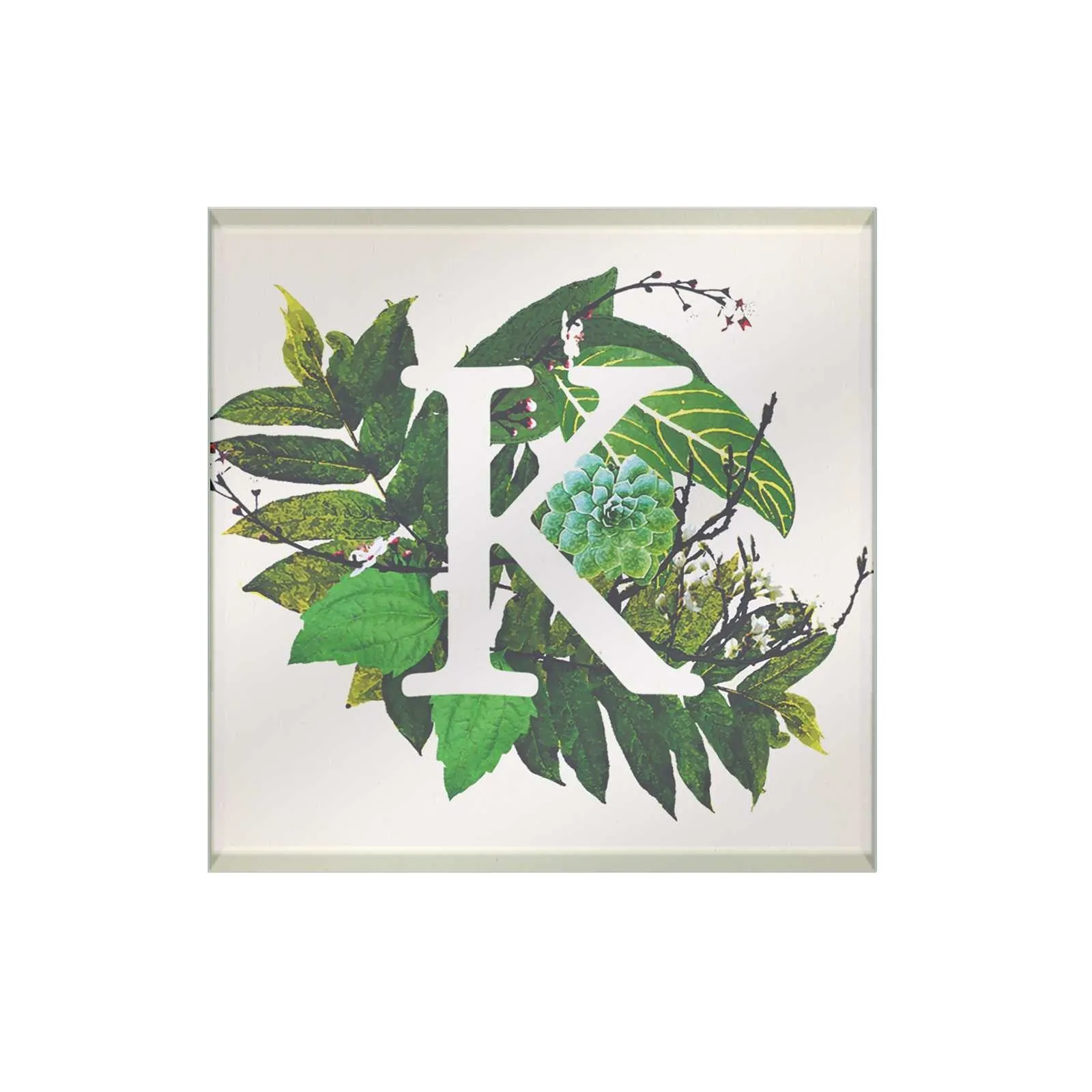 Botanical Monogram Glass Coaster