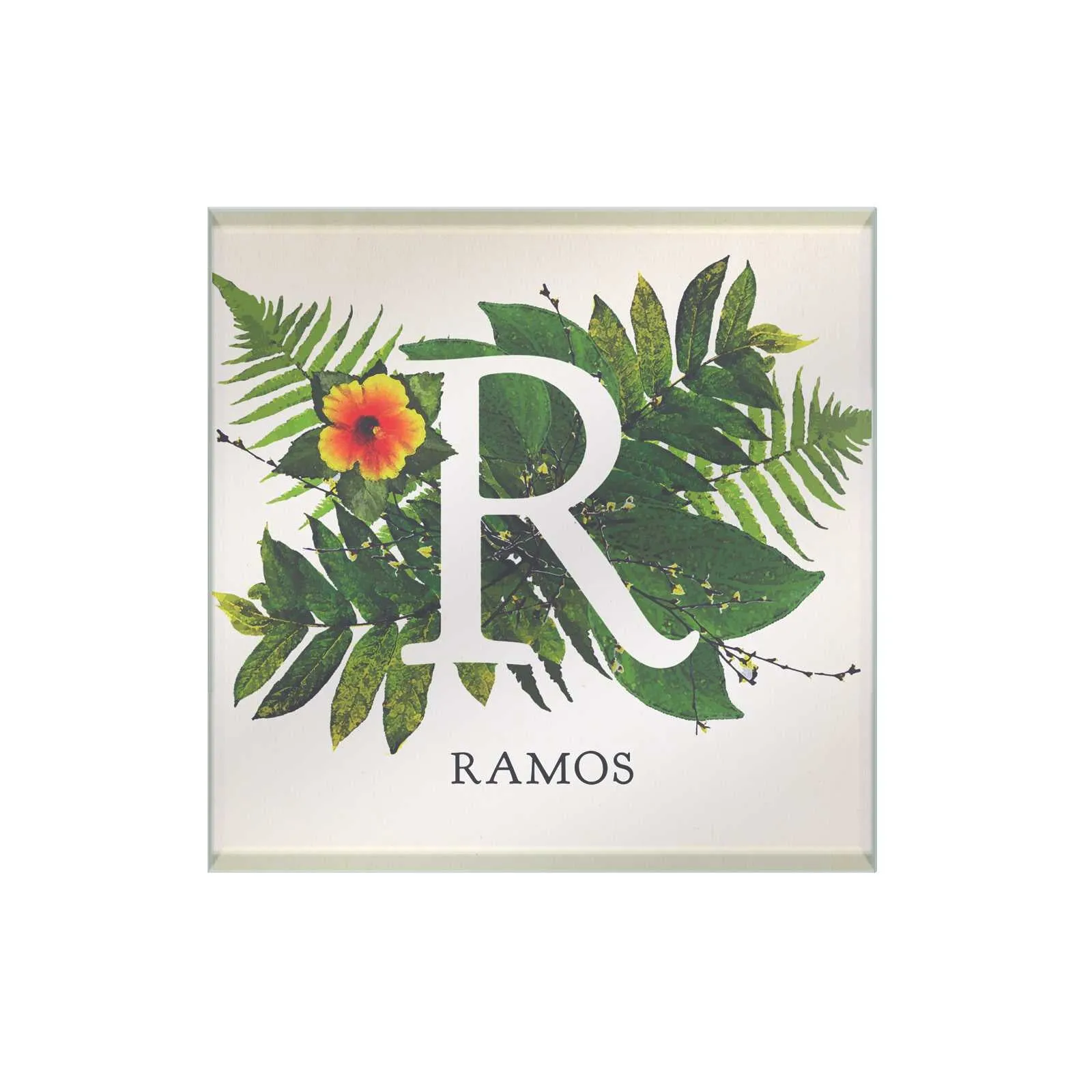 Botanical Monogram Glass Coaster