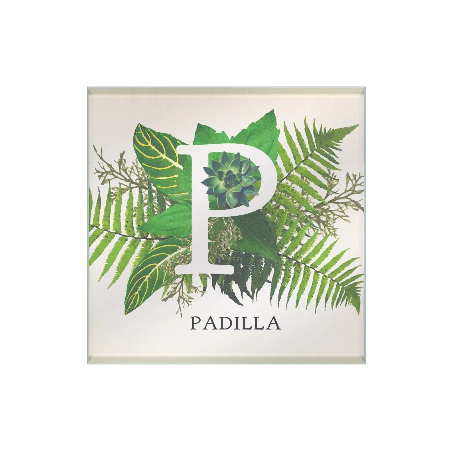 Botanical Monogram Glass Coaster