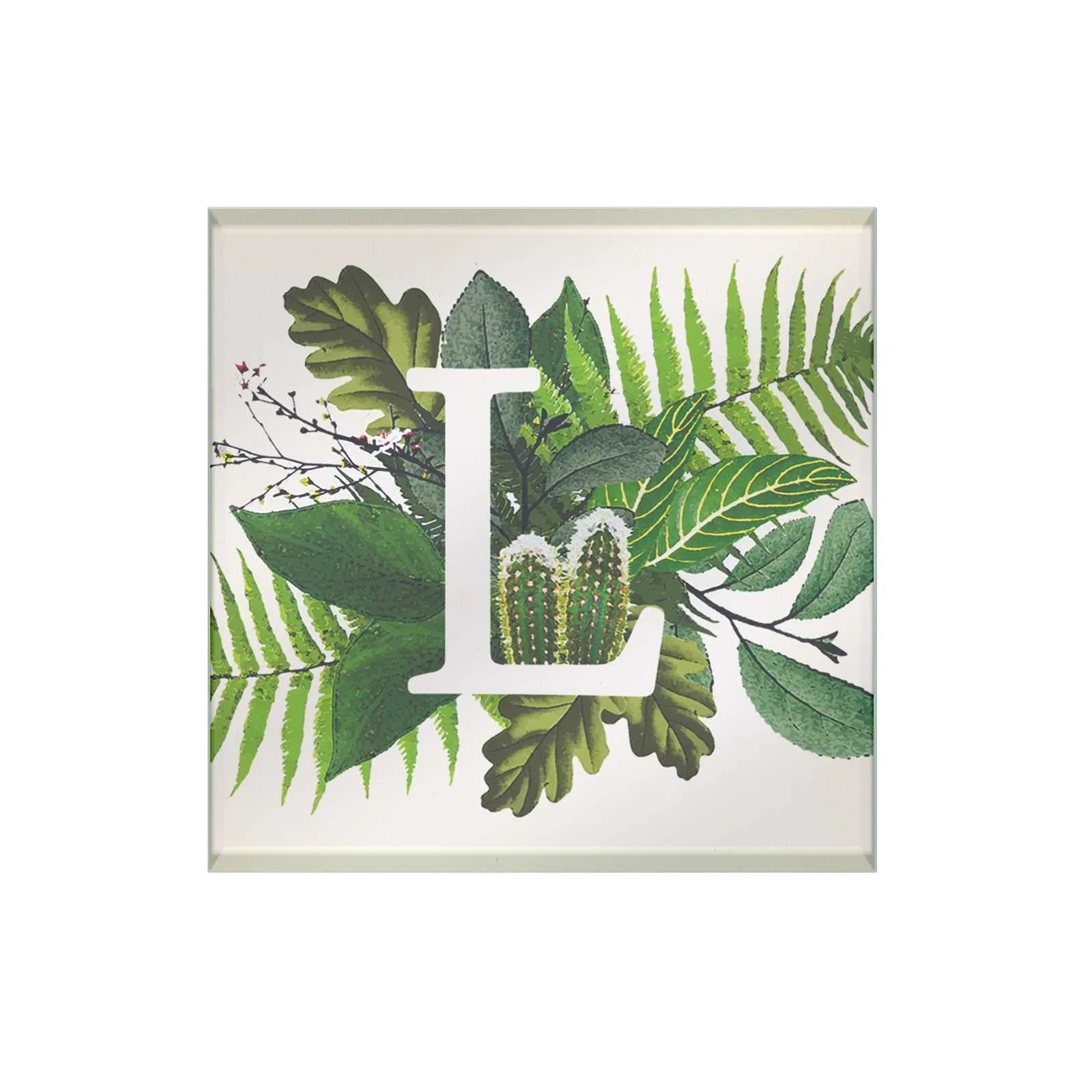 Botanical Monogram Glass Coaster