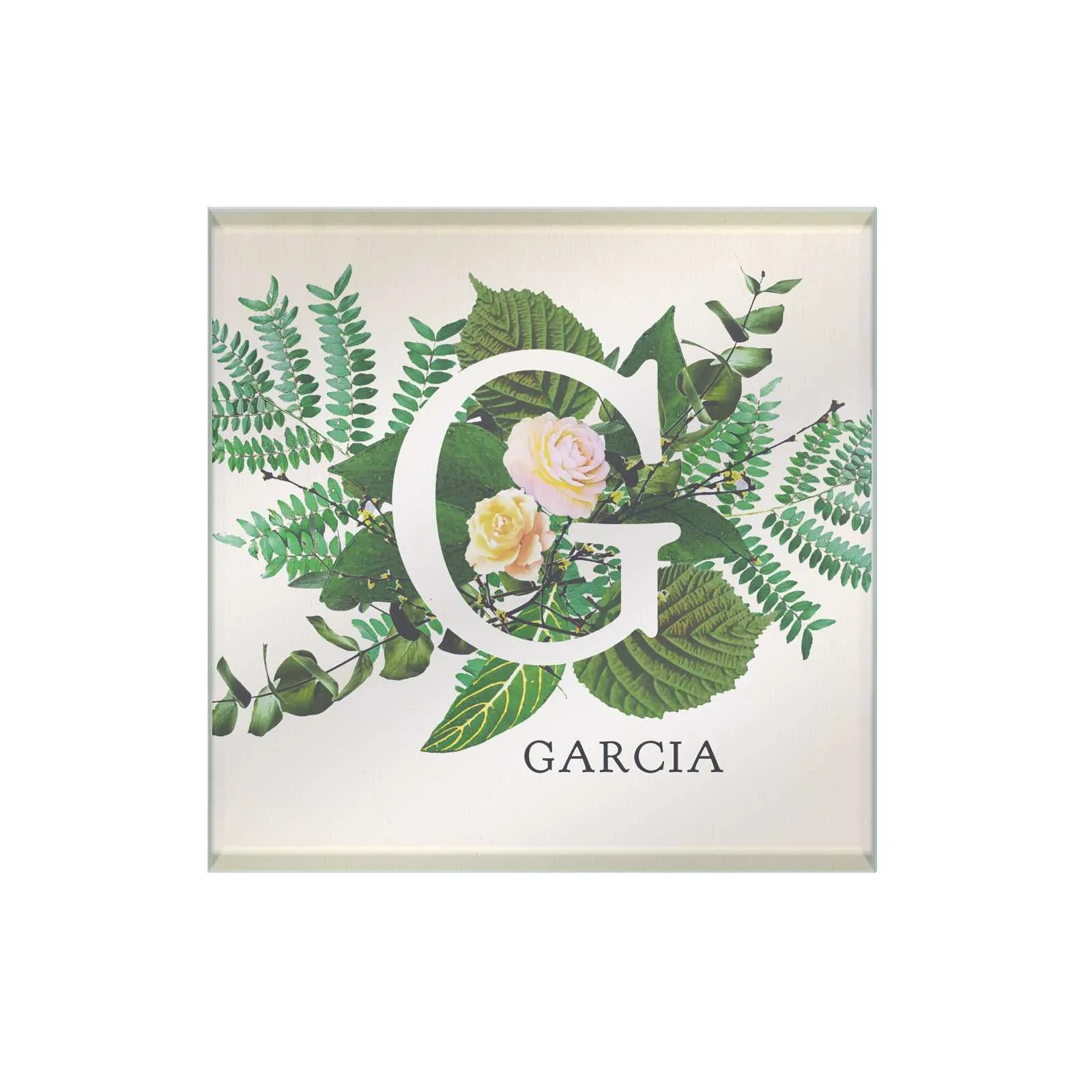 Botanical Monogram Glass Coaster