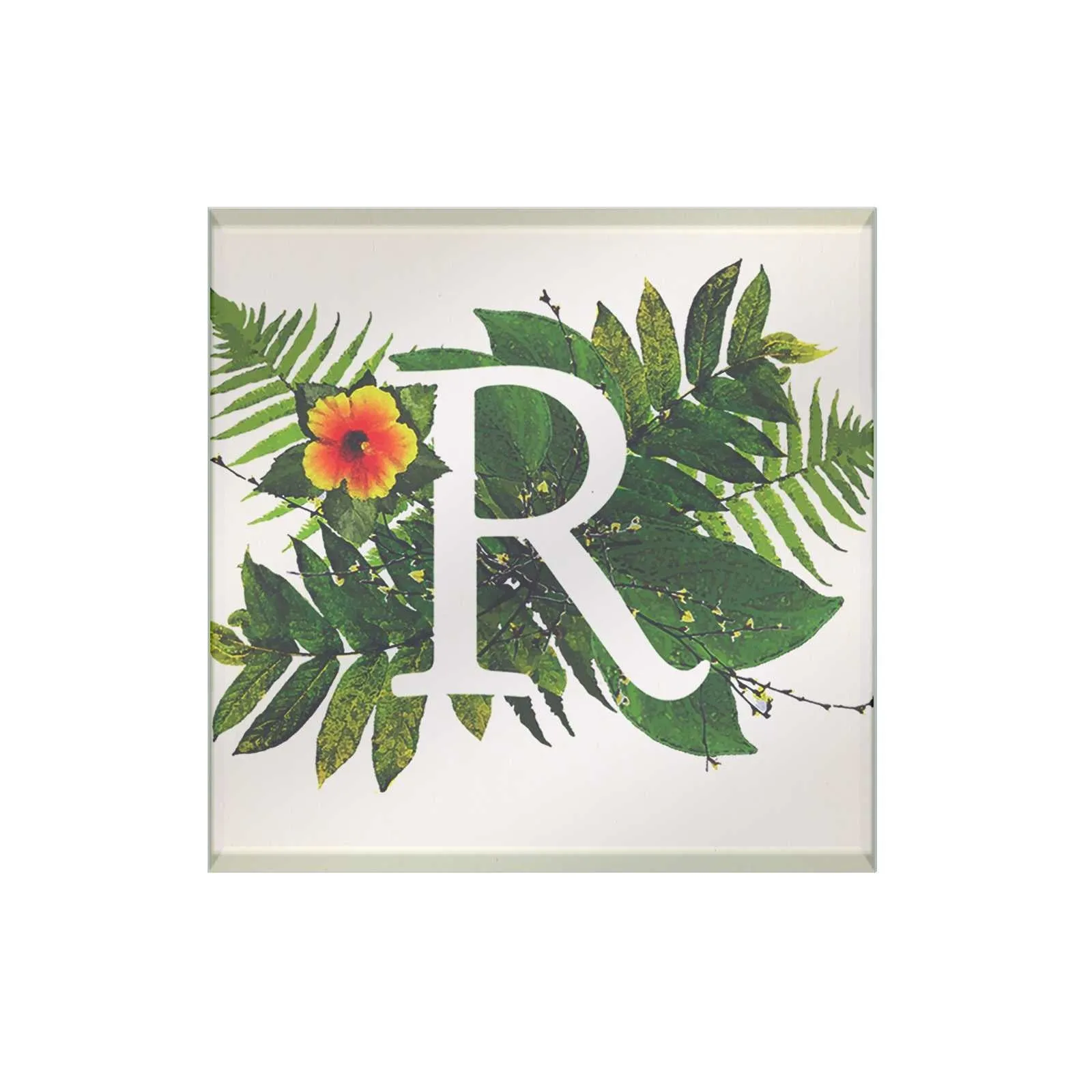 Botanical Monogram Glass Coaster