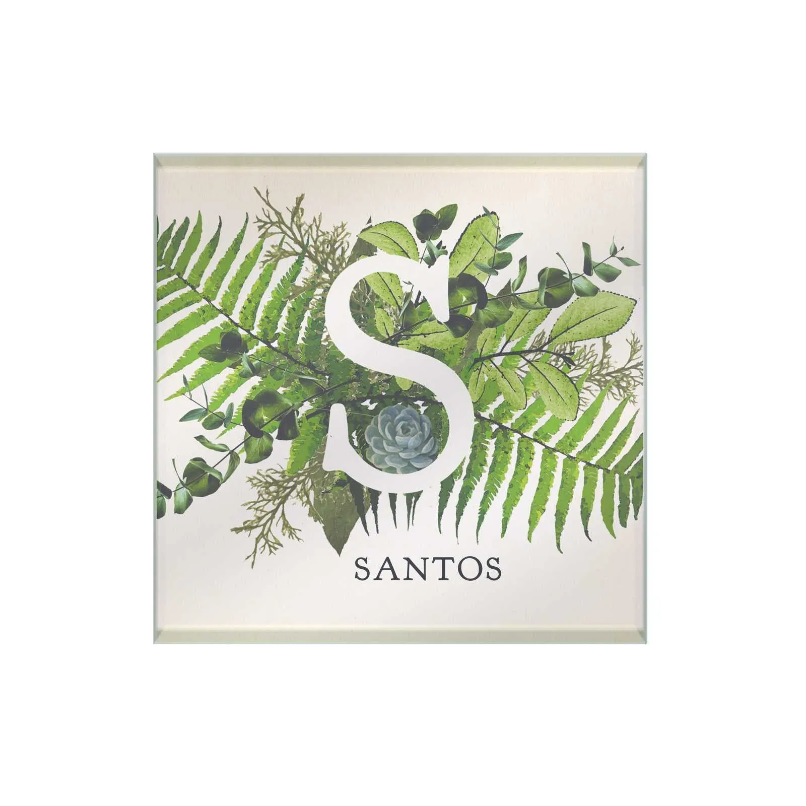 Botanical Monogram Glass Coaster