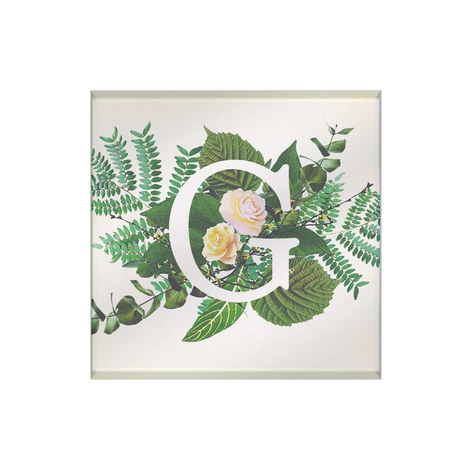 Botanical Monogram Glass Coaster