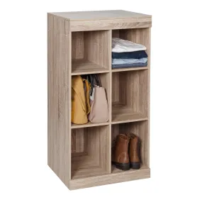 Brown Stackable 6-Cubby Organizer with Anti-Tip Hardware