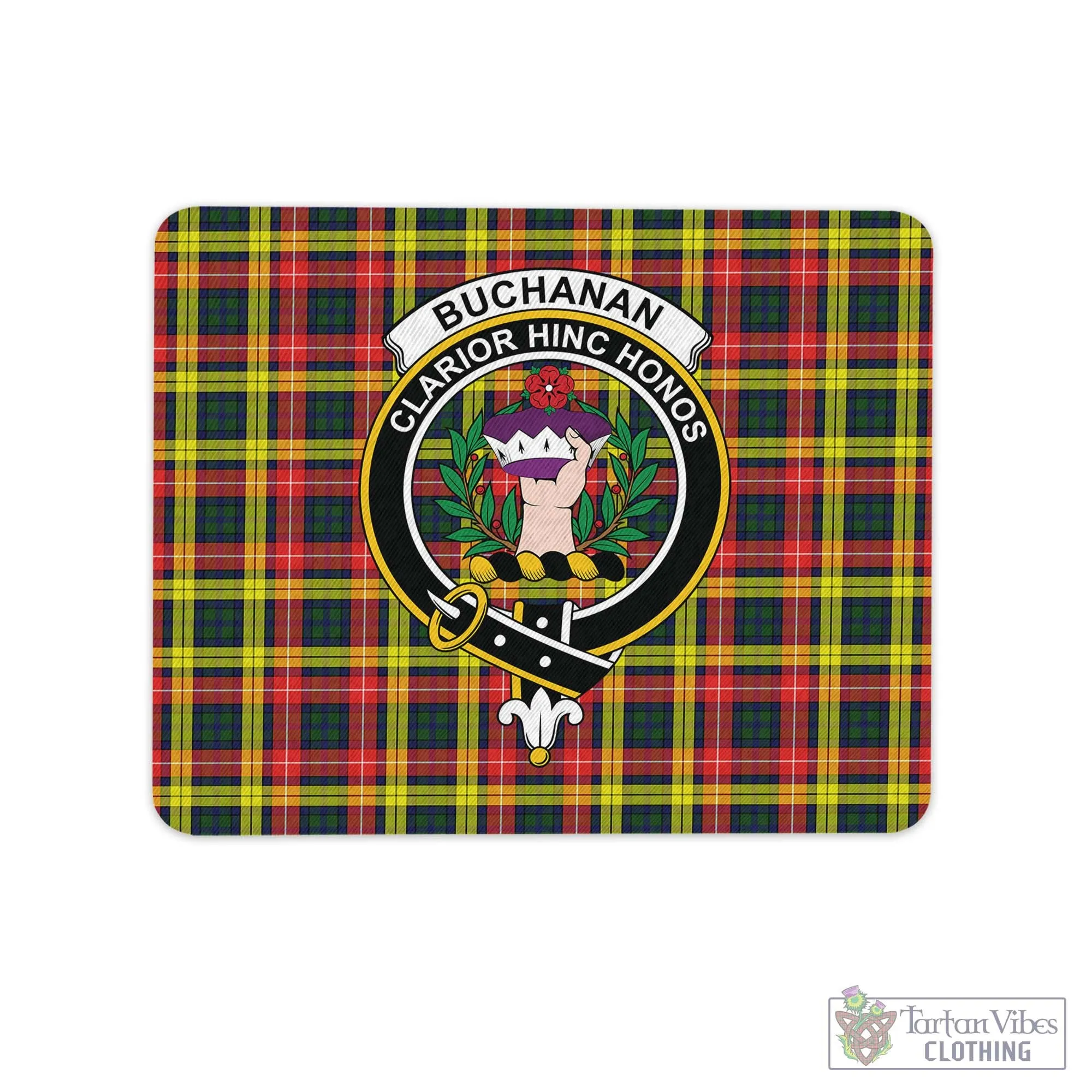 Buchanan Modern Tartan Mouse Pad with Family Crest