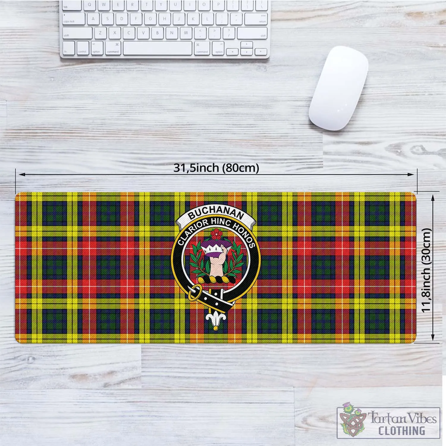 Buchanan Modern Tartan Mouse Pad with Family Crest