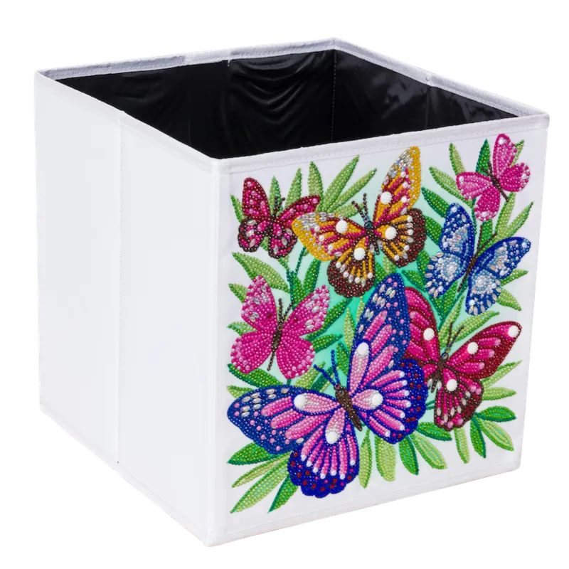 CA-FSBKT5 - Crystal Art Folding Storage Box 30*30cm - Beautiful Butterflies