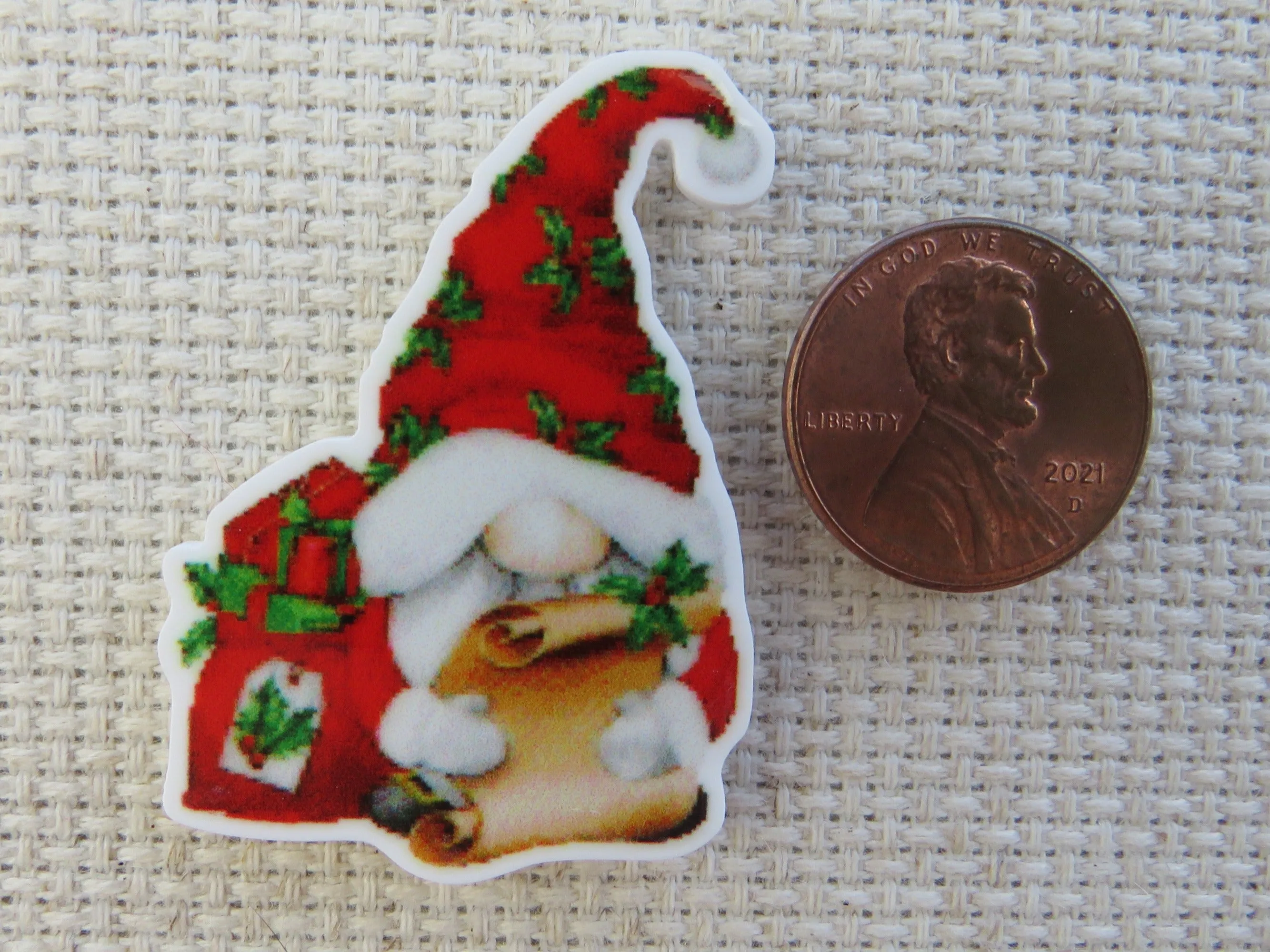 Christmas Gnome Checking his List Needle Minder, Cover Minder, Magnet