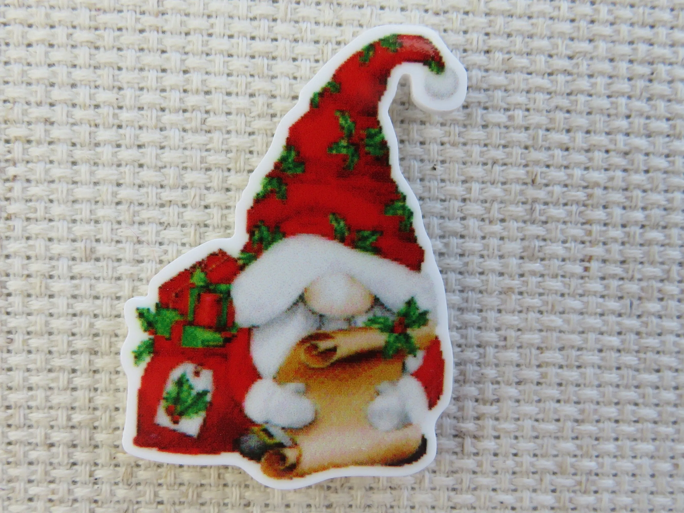 Christmas Gnome Checking his List Needle Minder, Cover Minder, Magnet