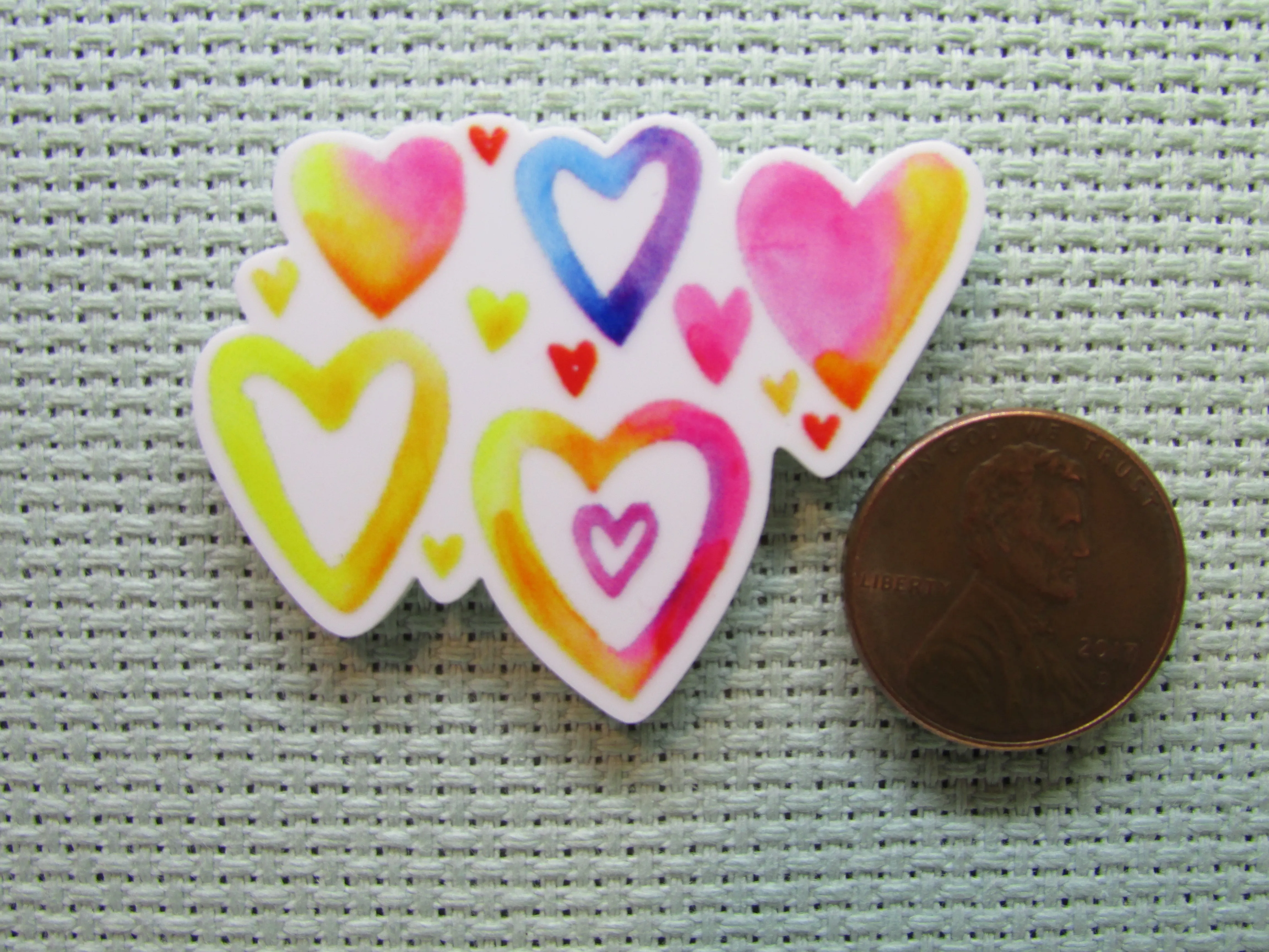 Colorful Valentines Hearts Needle Minder, Cover Minder, Magnet