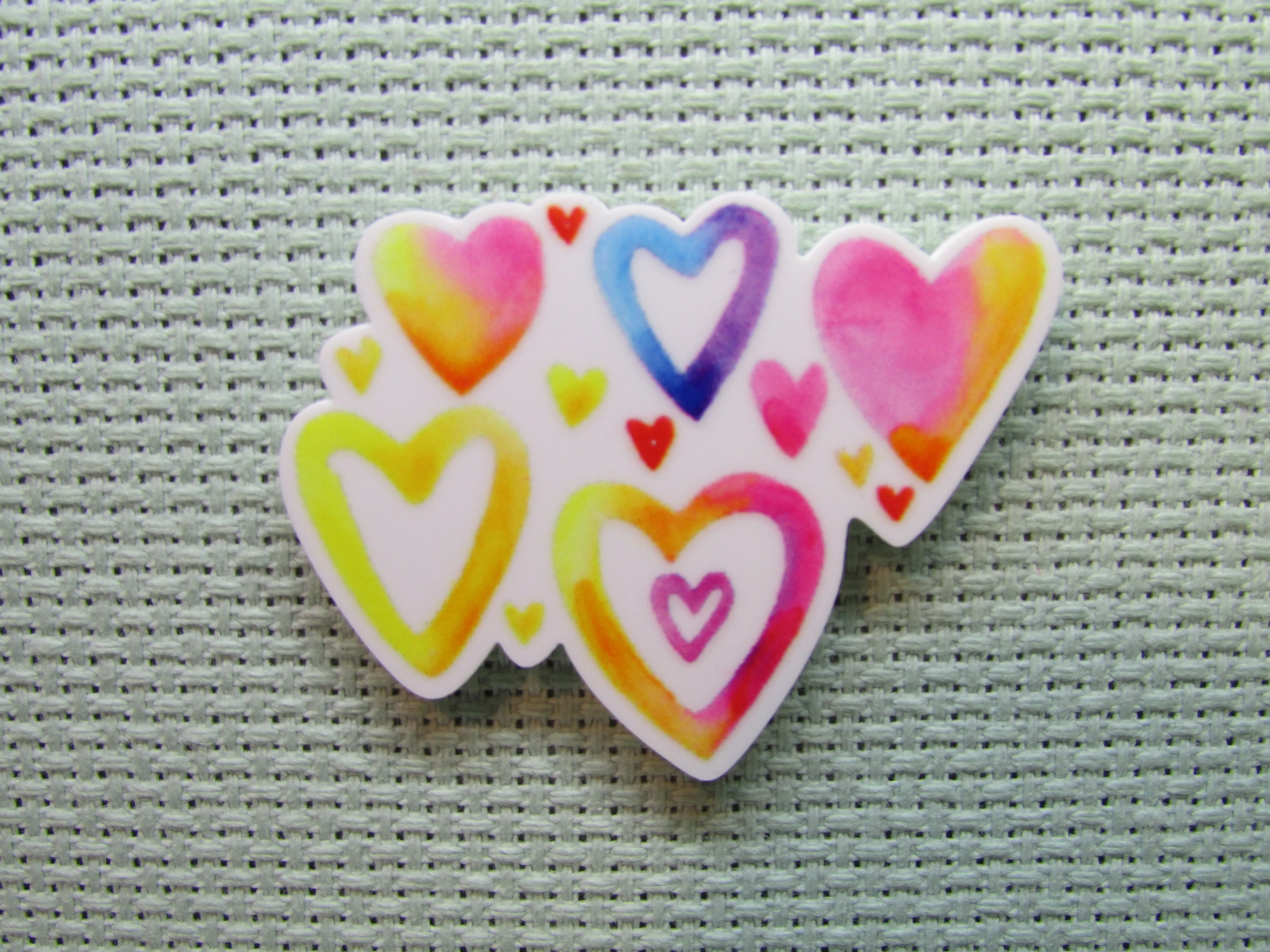 Colorful Valentines Hearts Needle Minder, Cover Minder, Magnet