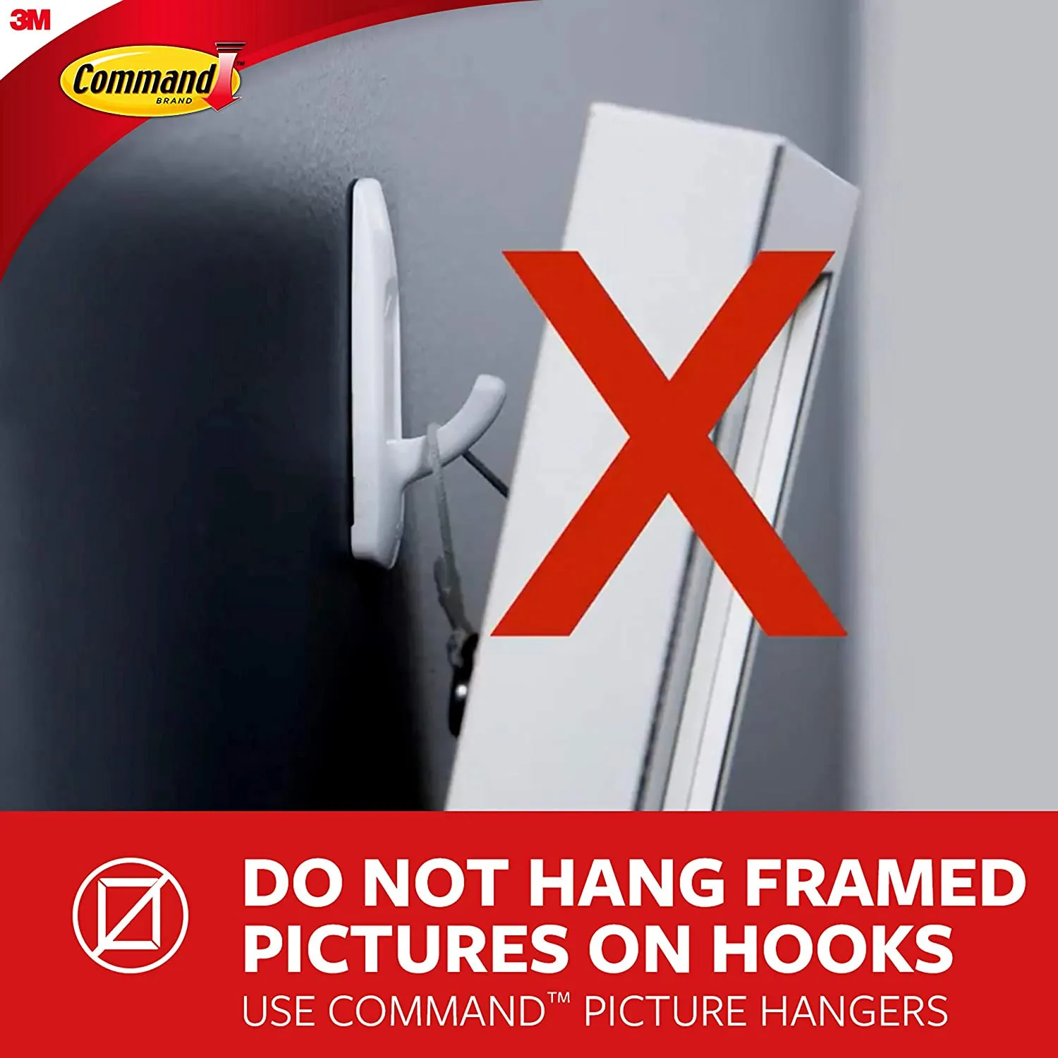 Command Large Utility Hook, White, 3-Hooks, 6-Strips (17003-3ES)