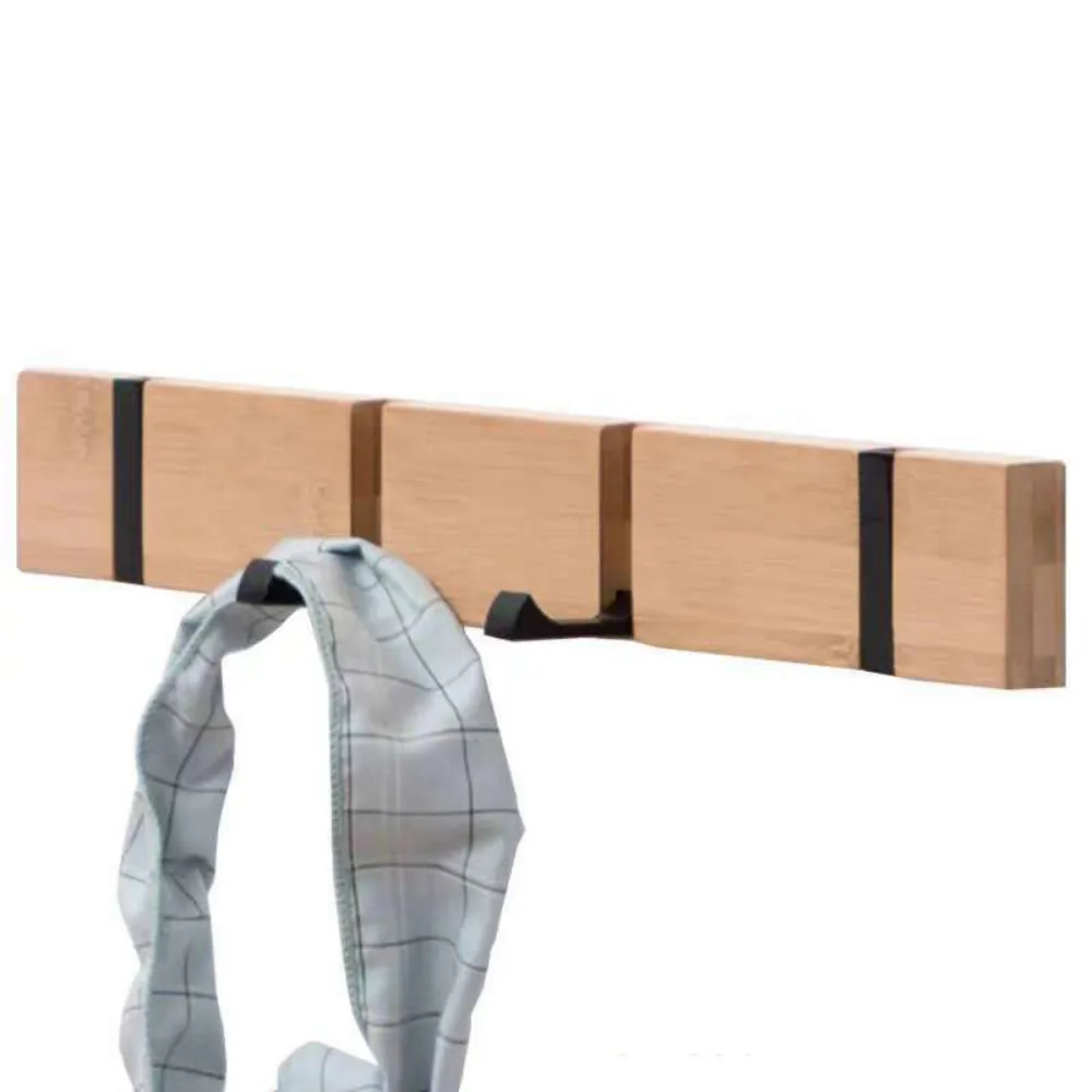 Creative Wooden Folding Hooks Wall Rack