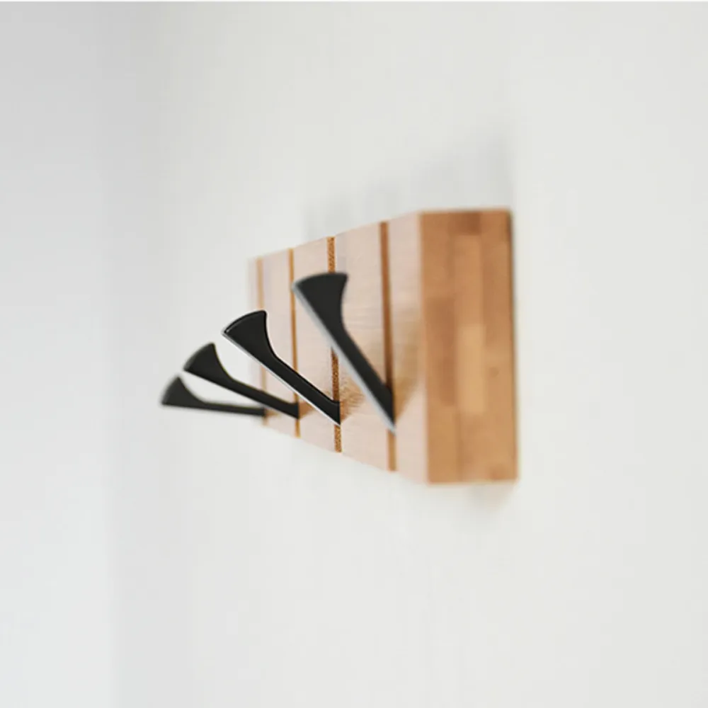 Creative Wooden Folding Hooks Wall Rack