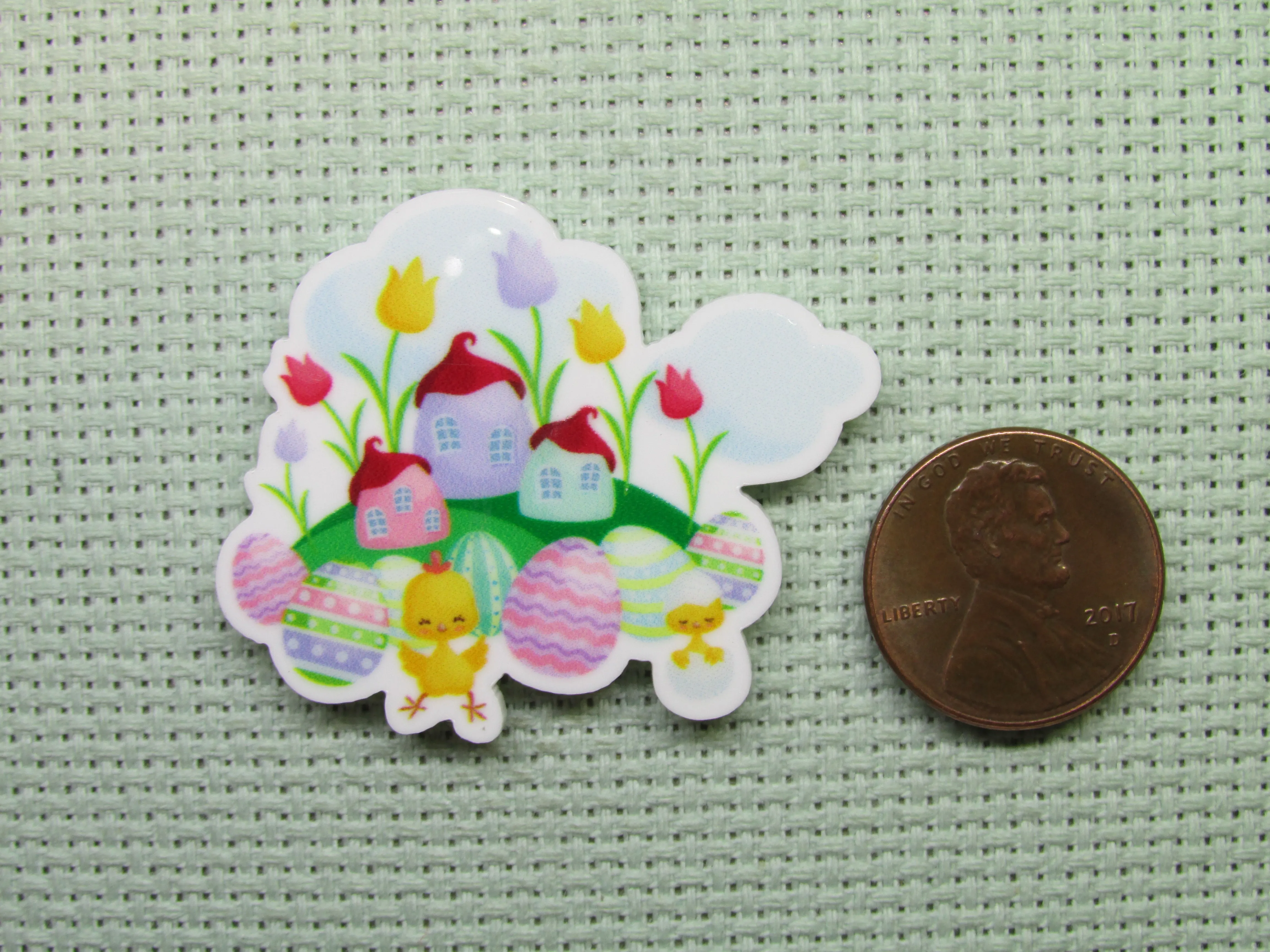 Cute Little Springtime/Easter City Needle Minder, Cover Minder, Magnet