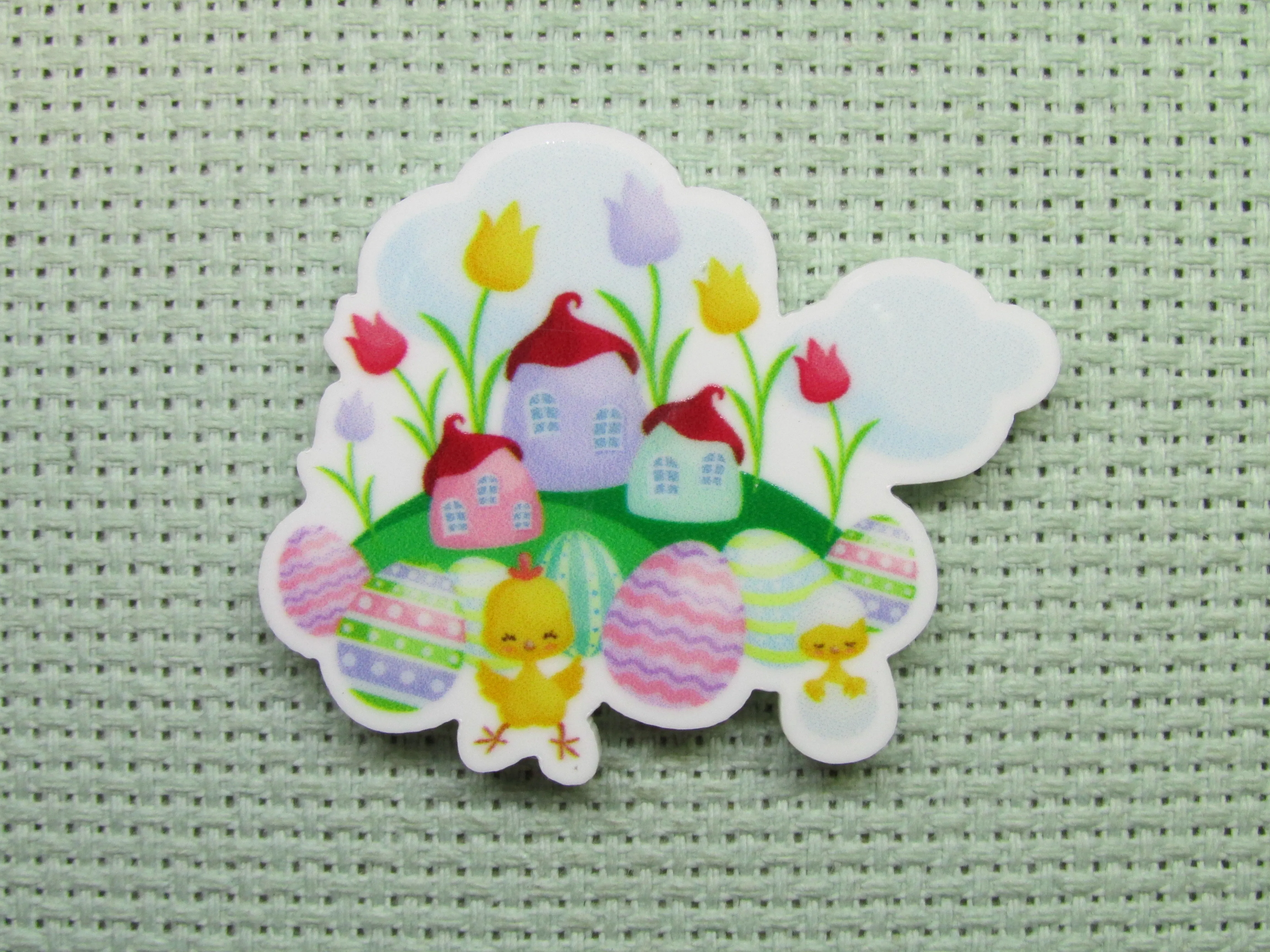 Cute Little Springtime/Easter City Needle Minder, Cover Minder, Magnet