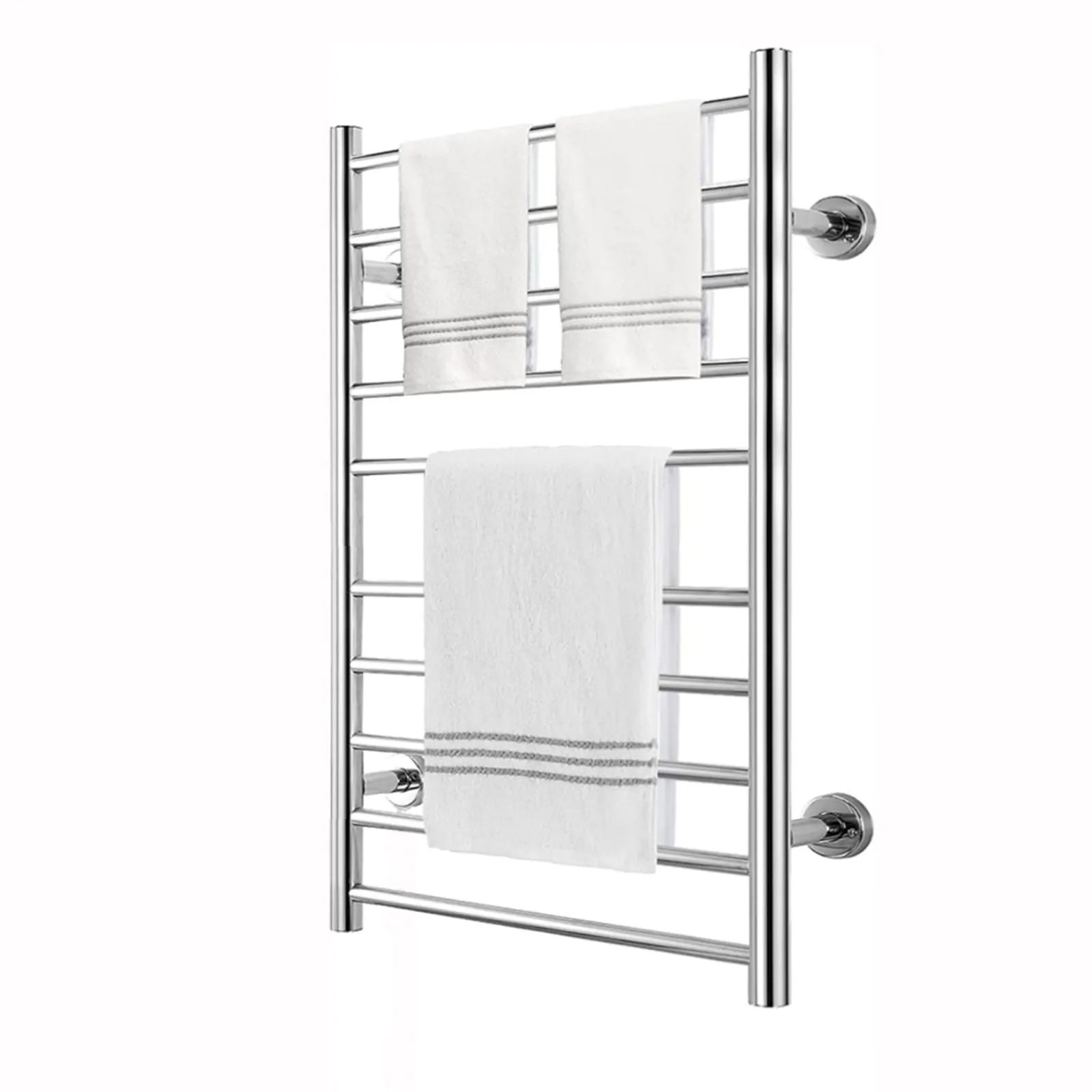 Deluxe Wall Mounted Electric Heated Towel Rack,  Bathroom Warmer & 10 Stainless Steel Bars