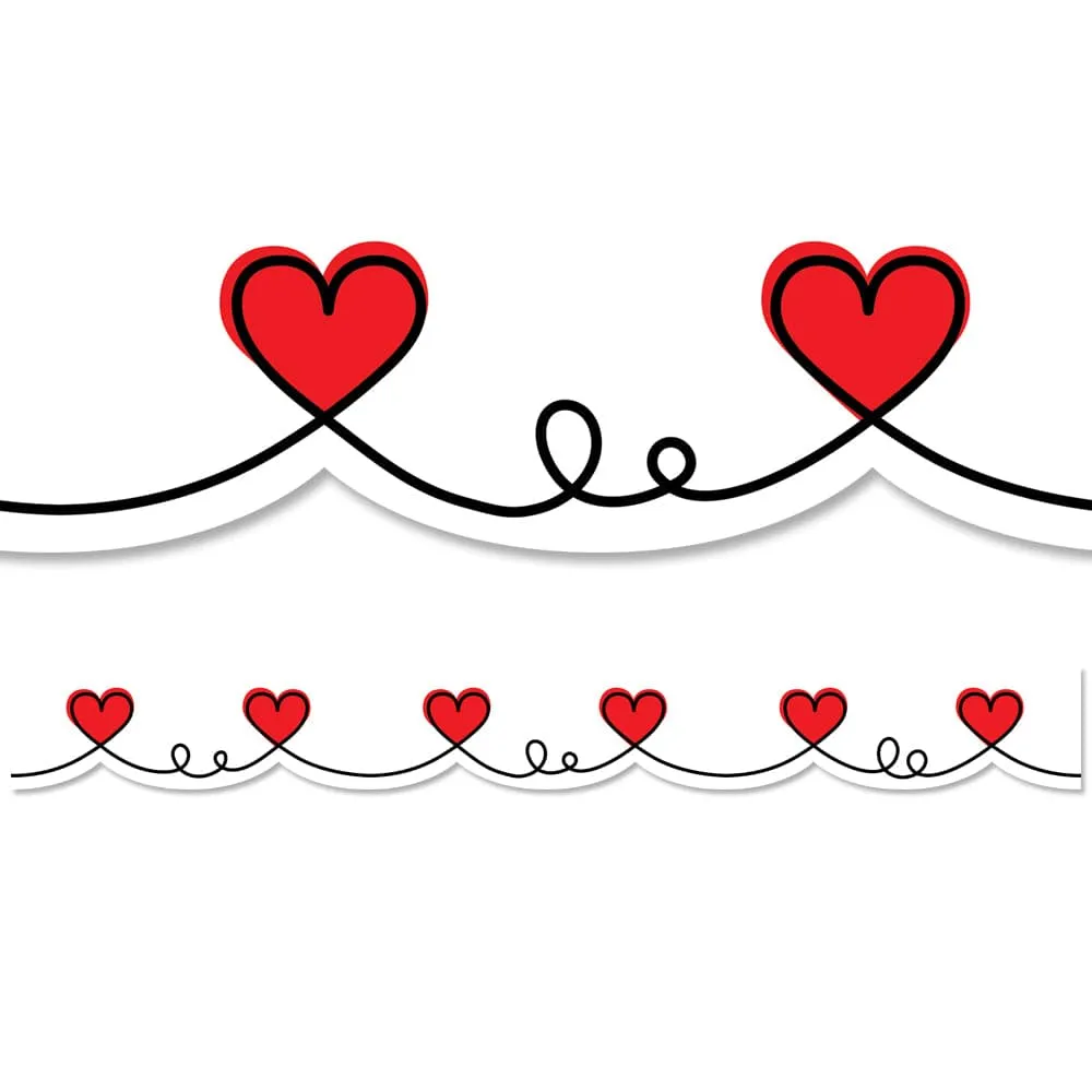 Doodle Hearts Border Trim - 48'