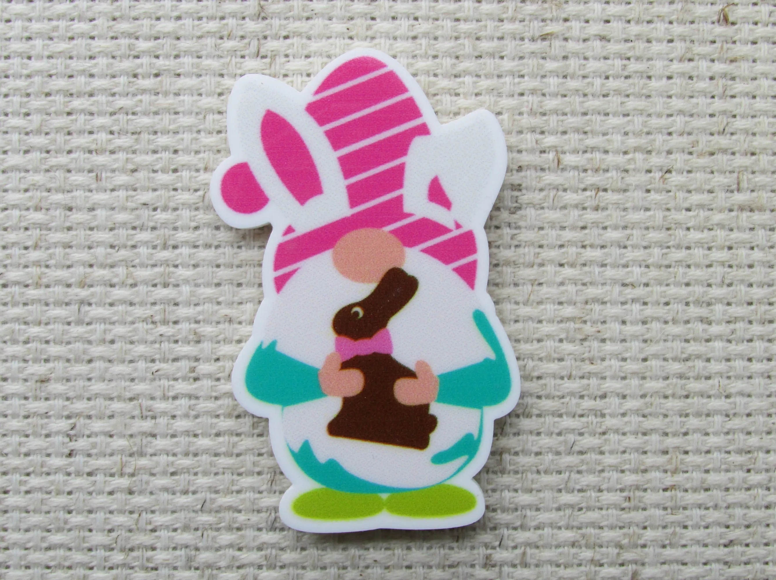 Easter Gnome with Chocolate Bunny Needle Minder, Cover Minder, Magnet