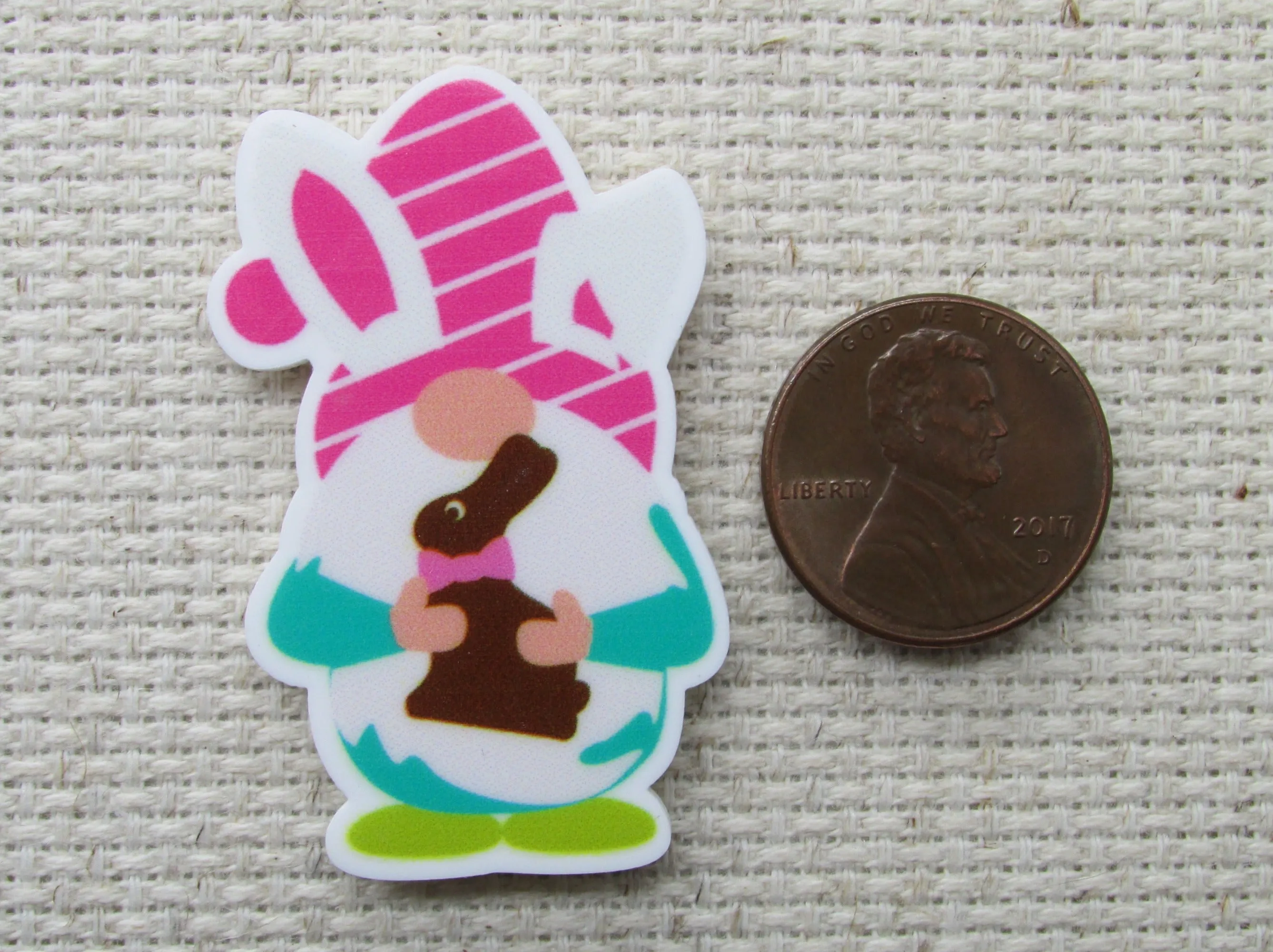 Easter Gnome with Chocolate Bunny Needle Minder, Cover Minder, Magnet