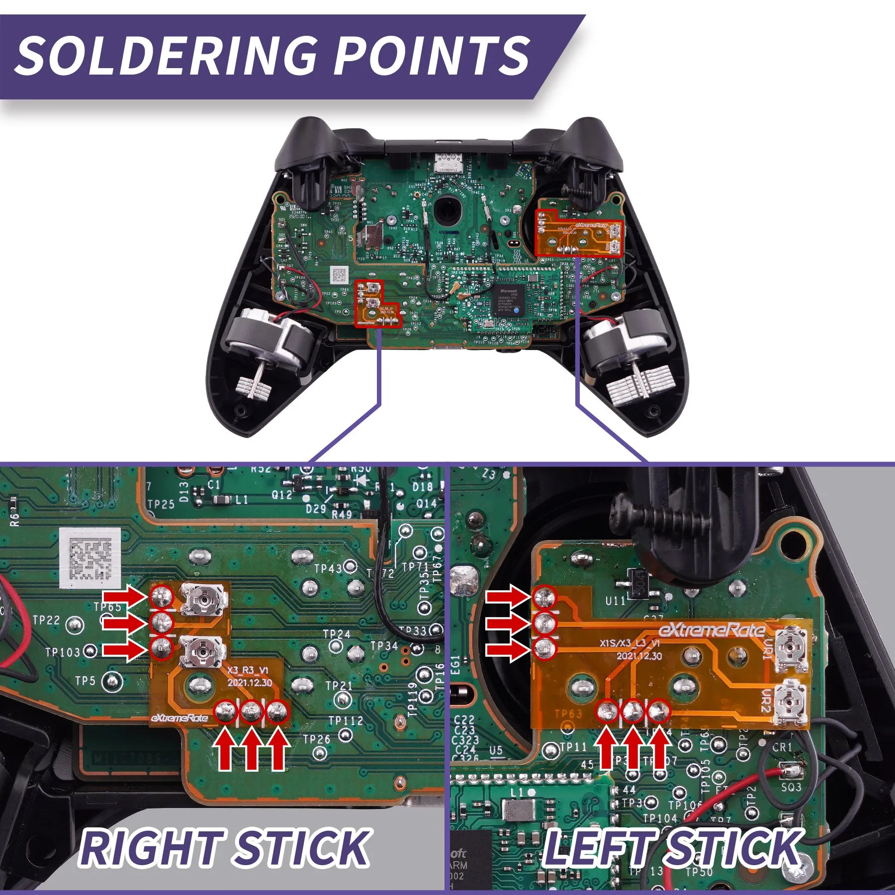 eXtremeRate Drifix Thumbsticks Drift Fix Repair Kit for Xbox Series X & S Controller (Model 1914), Custom Analog Stick Joystick Regulator Circuit Board for Xbox Core Controller - X3MD002