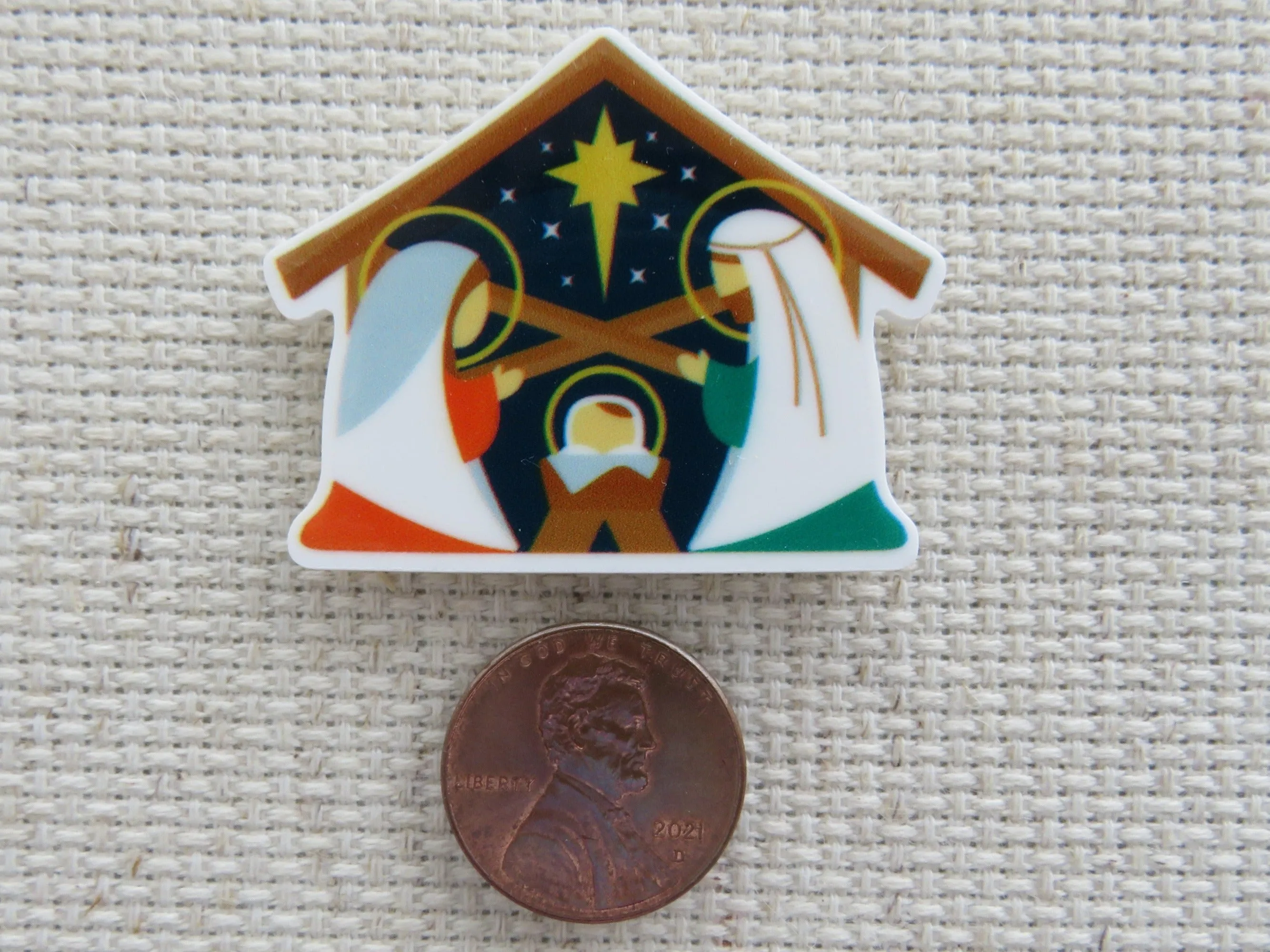 Festive Nativity Scene Needle Minder, Cover Minder, Magnet