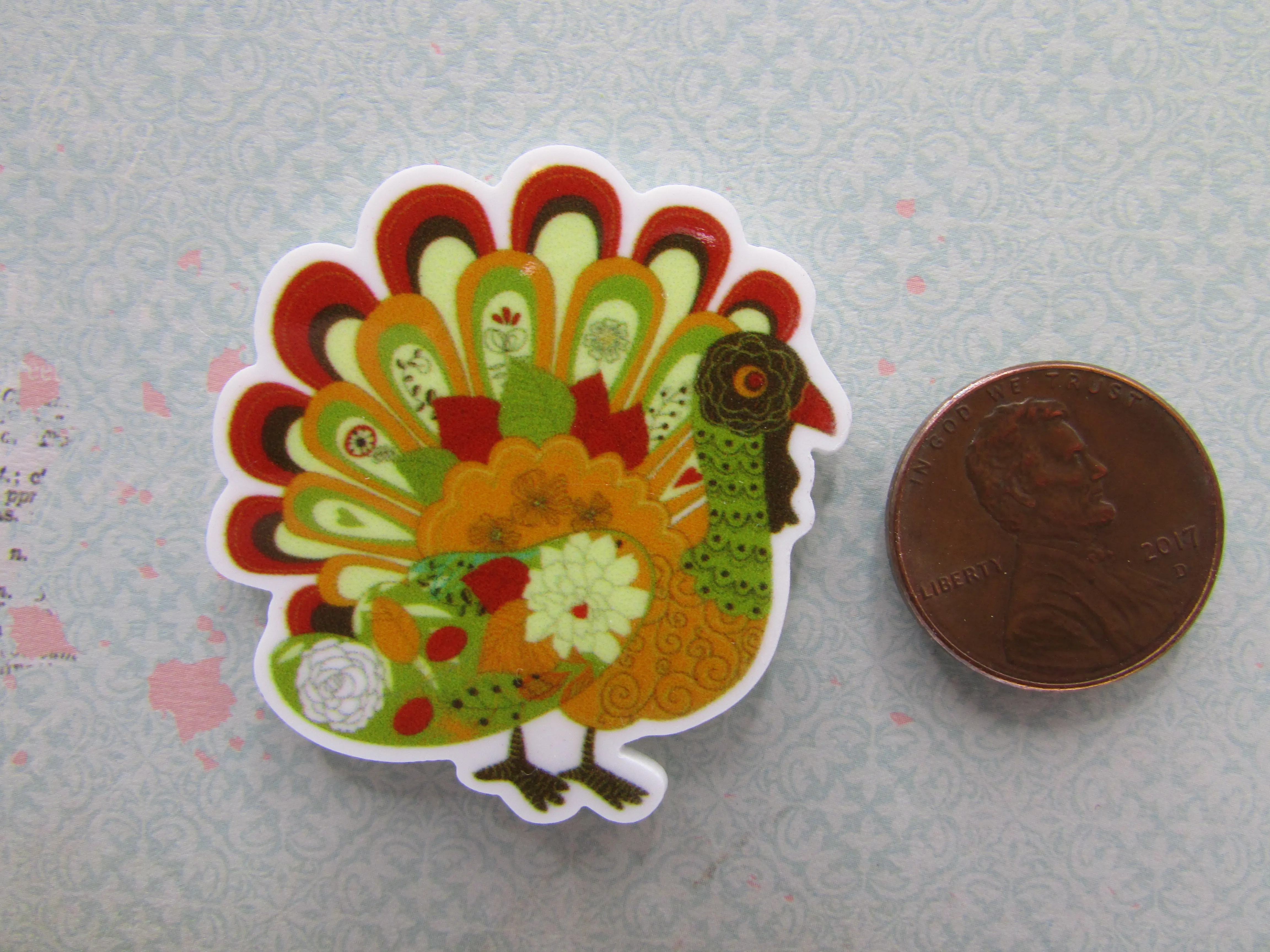 Flowery Turkey Needle Minder, Cover Minder, Magnet