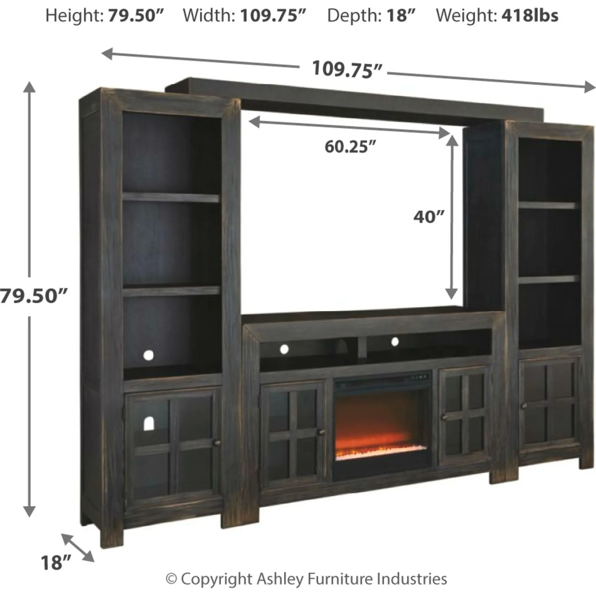 Gavelston Wall Unit with Fireplace Insert