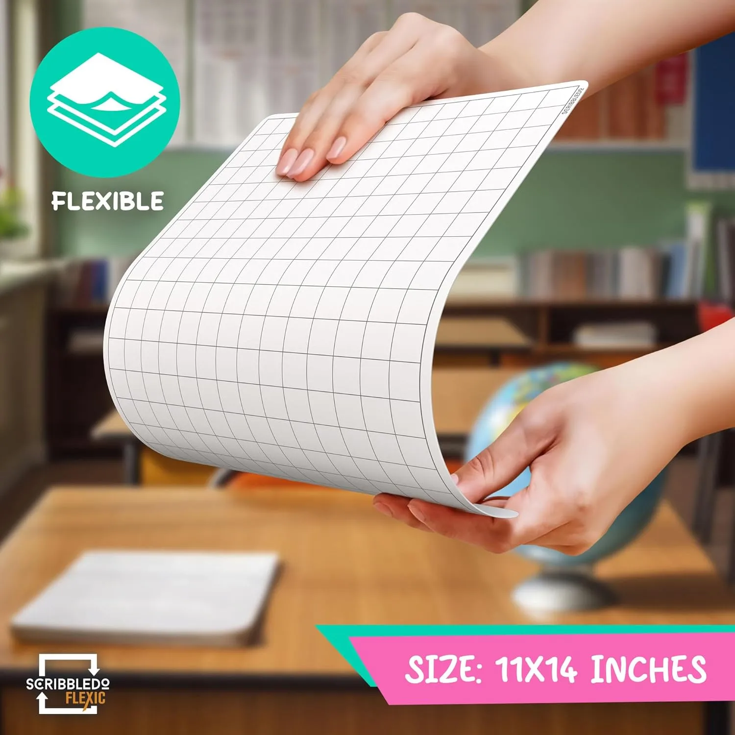 Grid Dry Erase Flexic Sheets 9"x12" (10 pc)