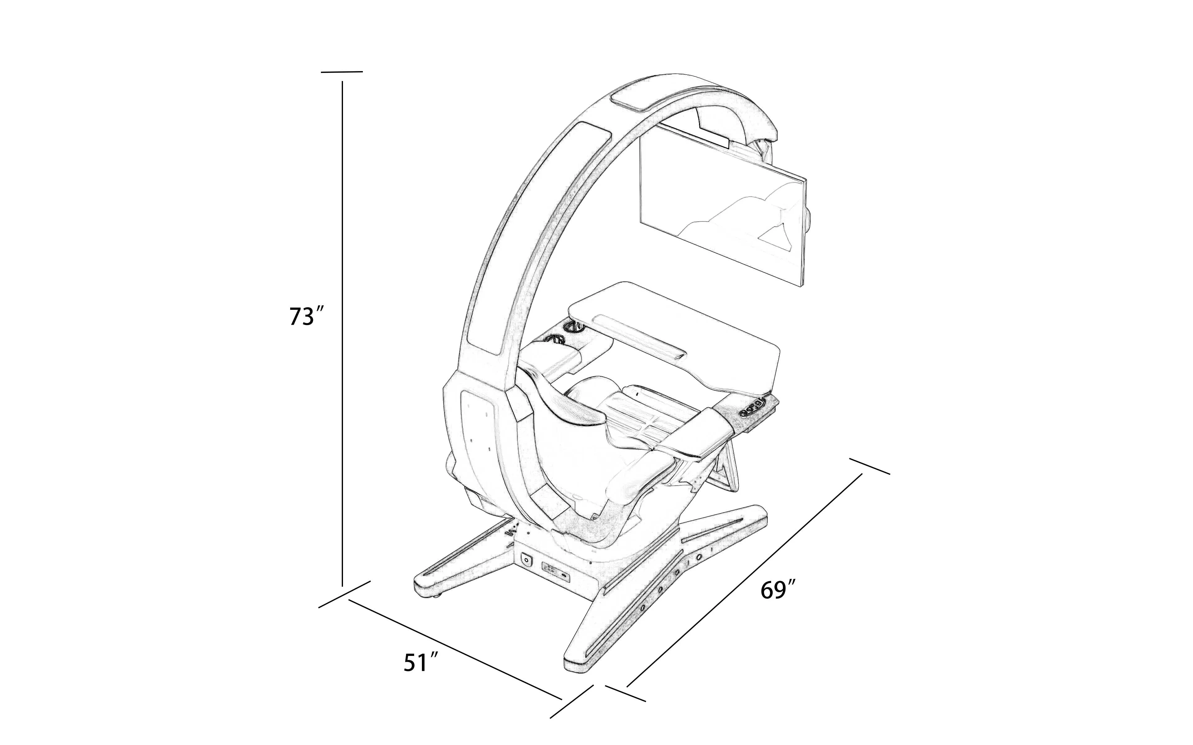 HAMISH ULTIMATE WORKING AND GAMING COMPUTER DESK WITH RECLINER