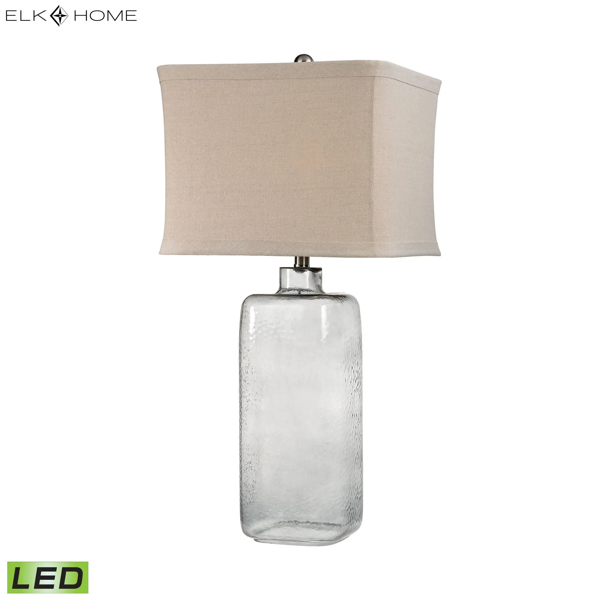 Hammered Glass 31" LED Table Lamp in Gray Smoke