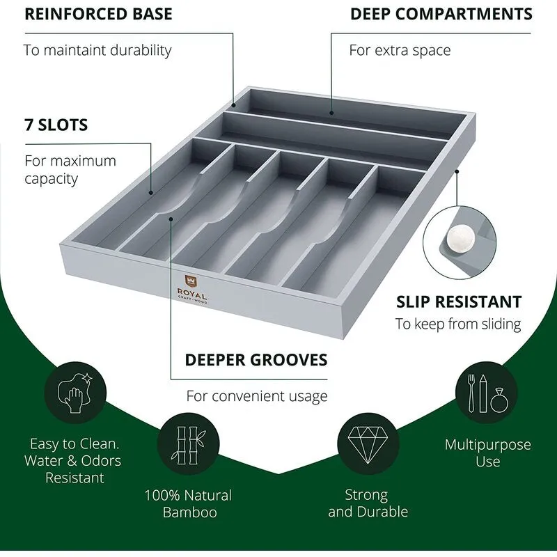 Hilldeer Flatware & Kitchen Utensils Drawer Organizer