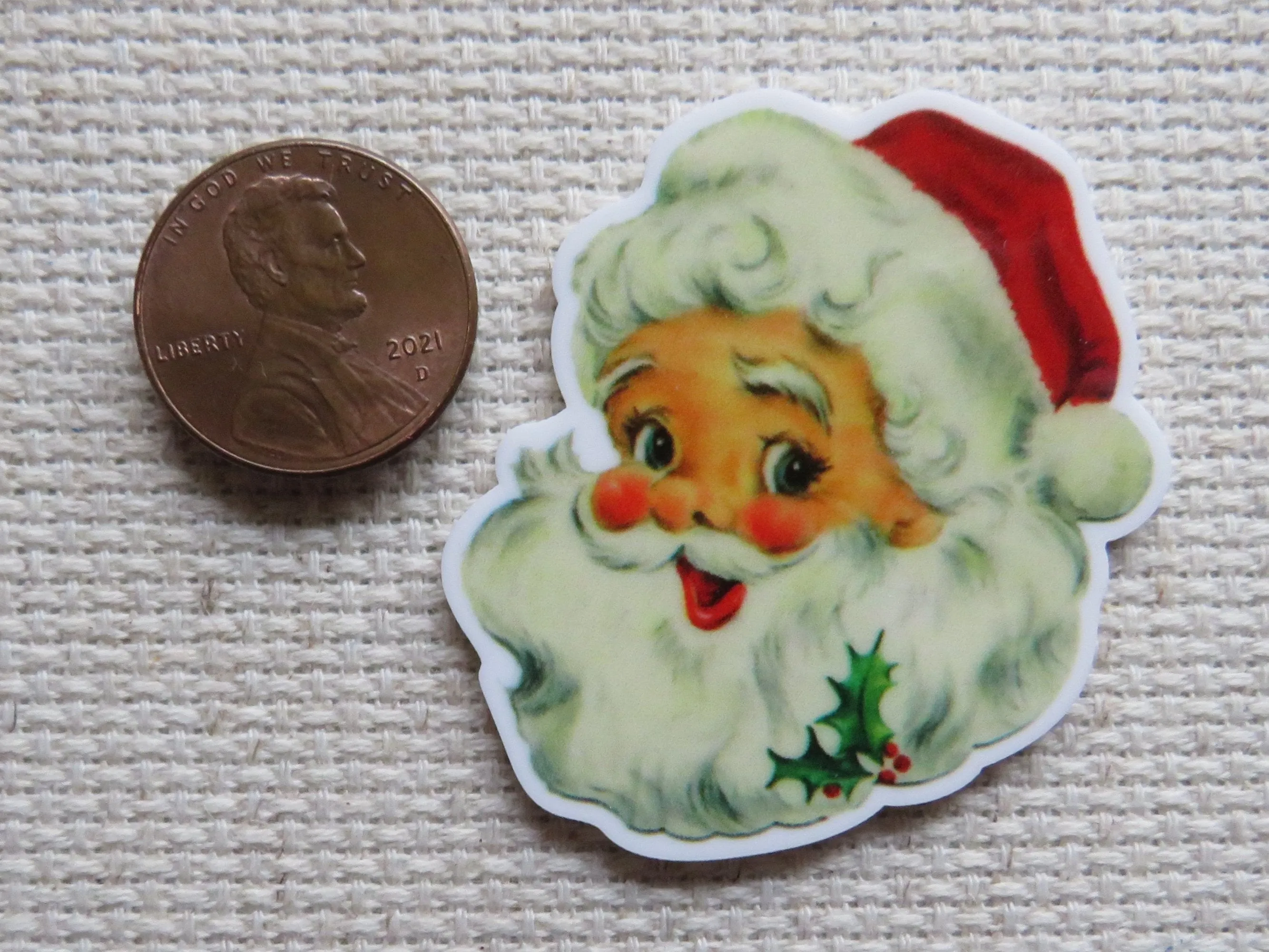 Holly Jolly Santa Needle Minder, Cover Minder, Magnet