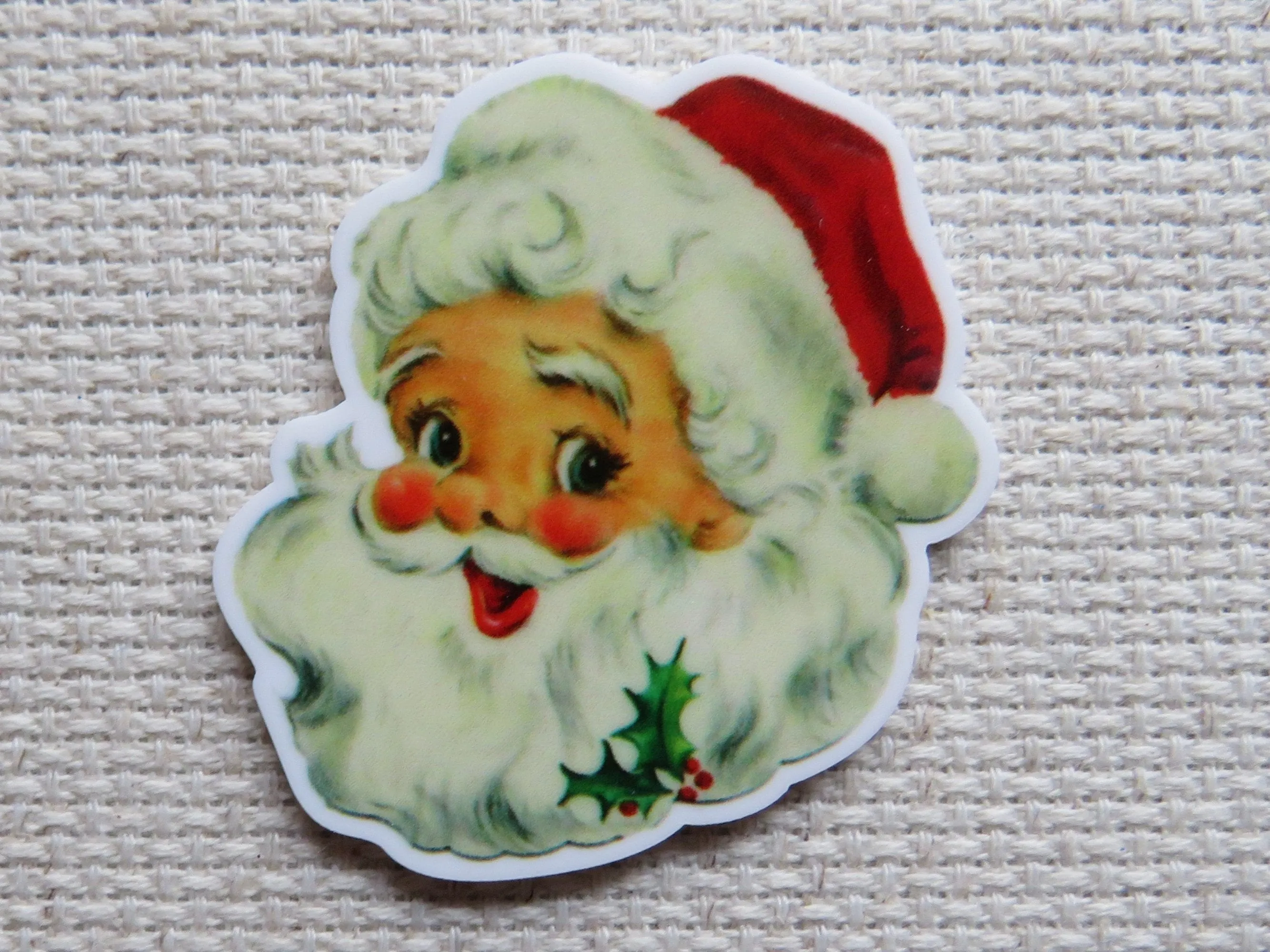 Holly Jolly Santa Needle Minder, Cover Minder, Magnet