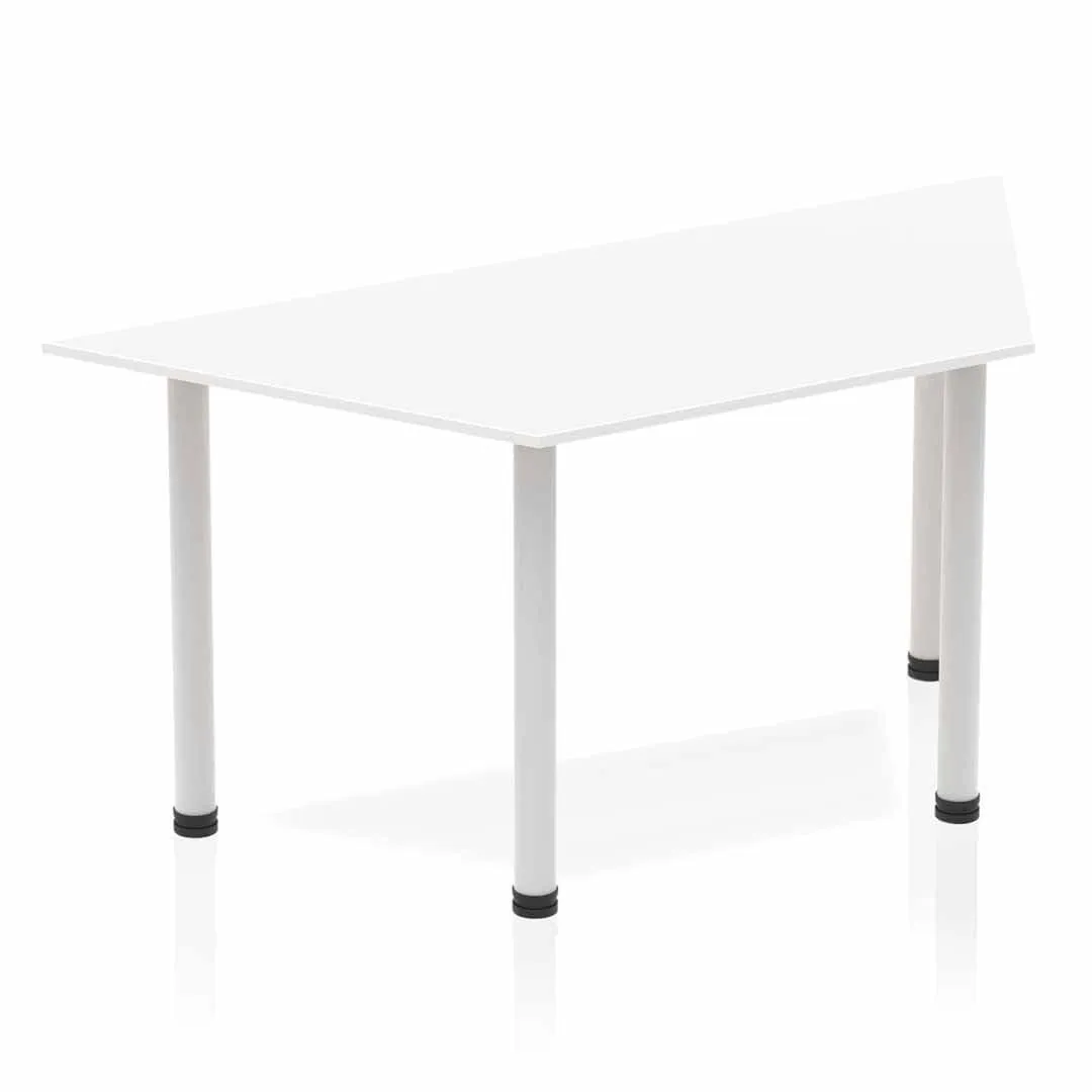 Impulse Trapezium Table 1600x800mm with Post Leg - MFC Material, Self-Assembly, 5-Year Guarantee, Multiple Frame Colors