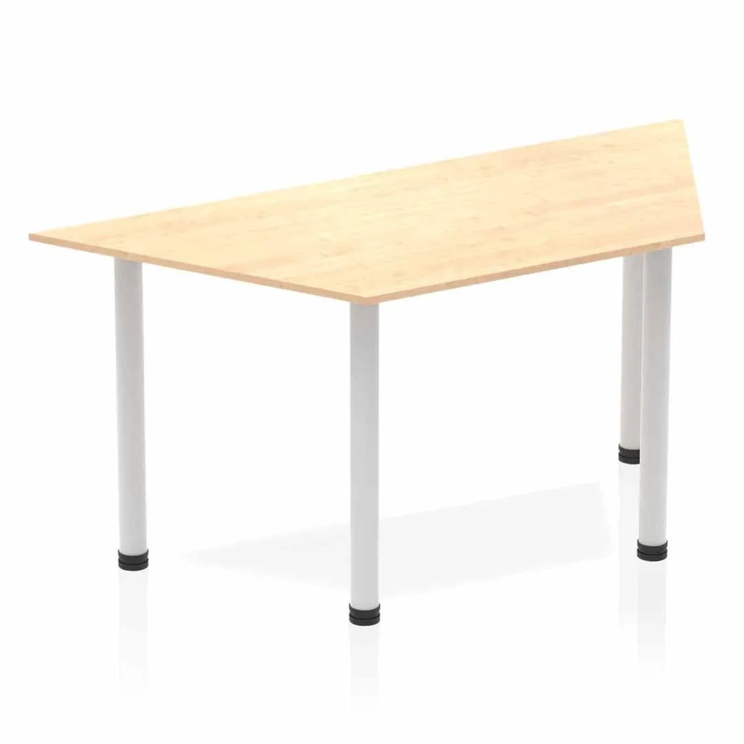 Impulse Trapezium Table 1600x800mm with Post Leg - MFC Material, Self-Assembly, 5-Year Guarantee, Multiple Frame Colors