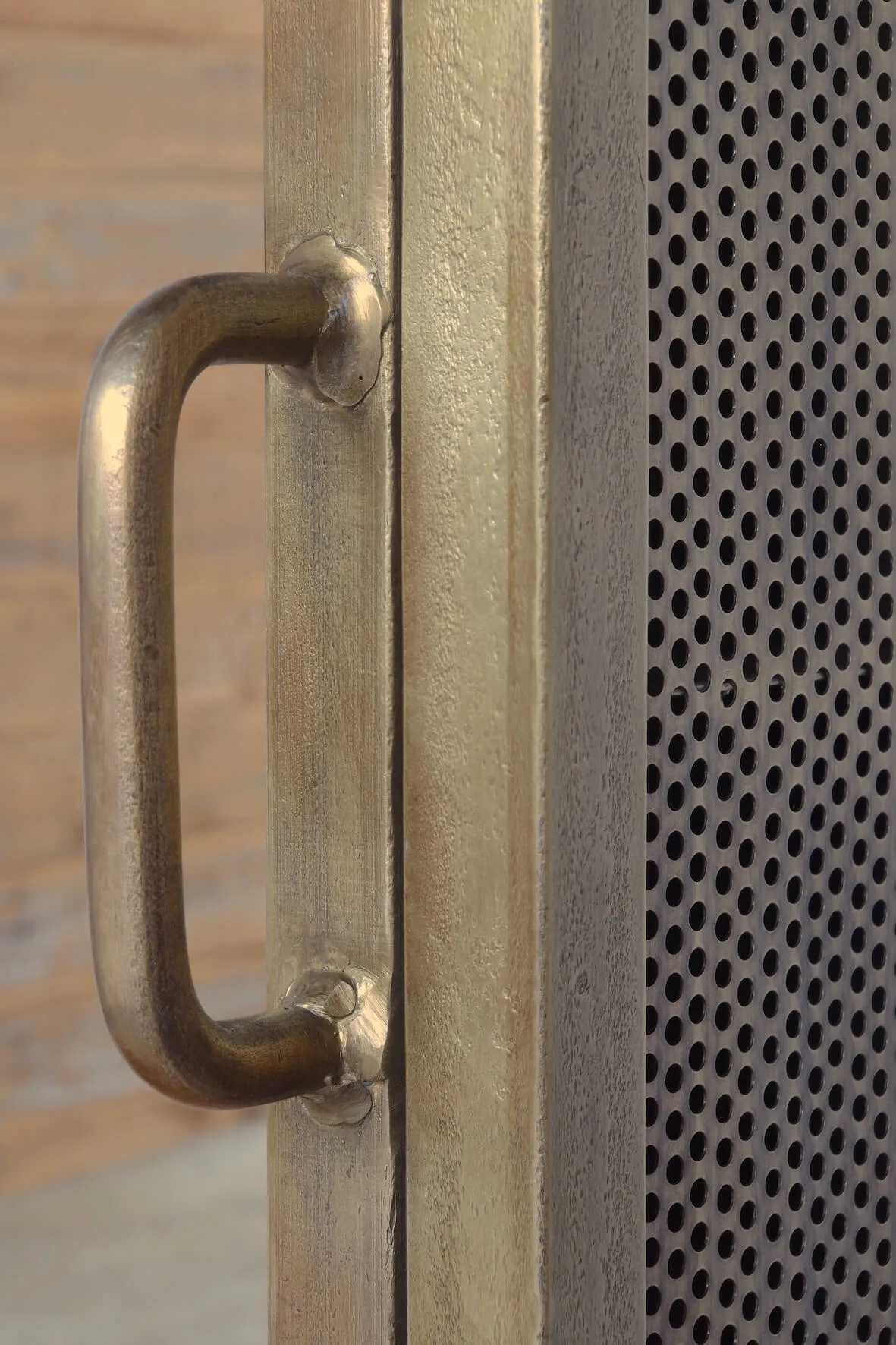 Industrial Mirrored Bathroom Wall Cabinet - Antique Brass