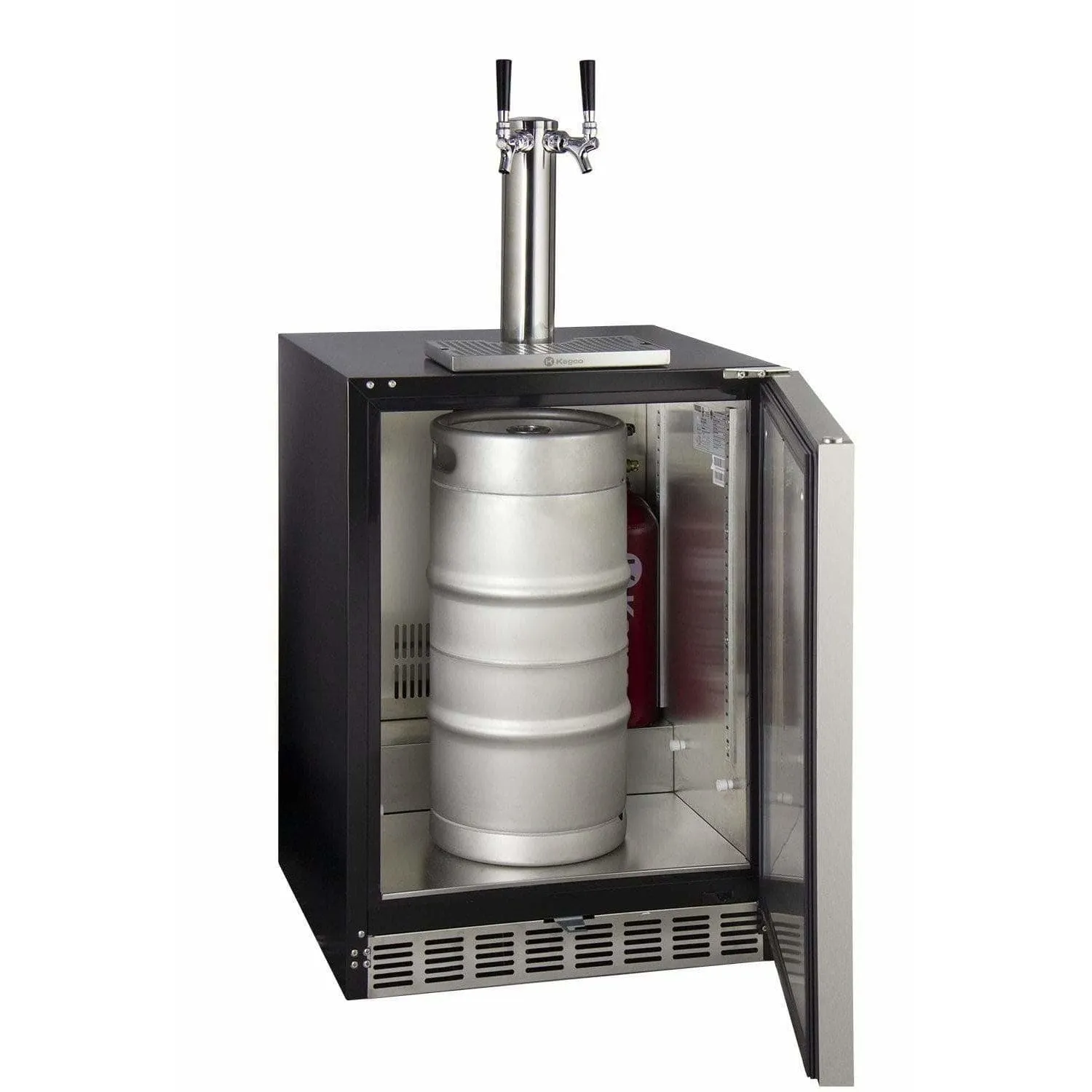 Kegco 24" Wide Dual Tap Stainless Steel Built-In Left Hinge ADA with Kit Kegerator HK48BSA-L-2