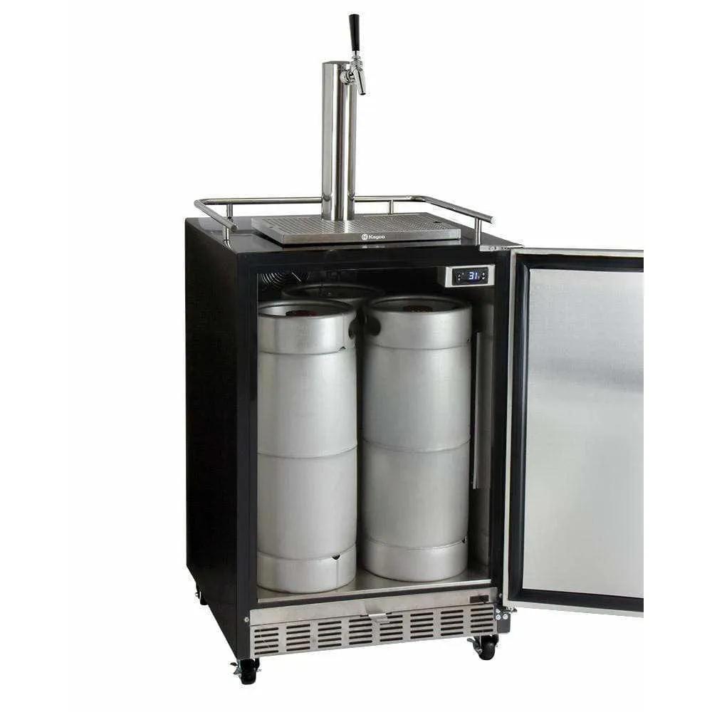 Kegco 24" Wide Single Tap Stainless Steel Built-In Right Hinge Digital with Kit Kegerator HK38BSC-1