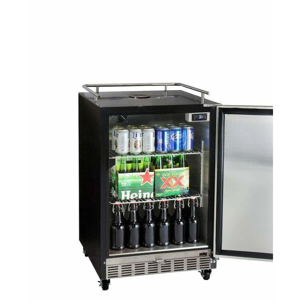 Kegco 24" Wide Single Tap Stainless Steel Built-In Right Hinge Digital with Kit Kegerator HK38BSC-1