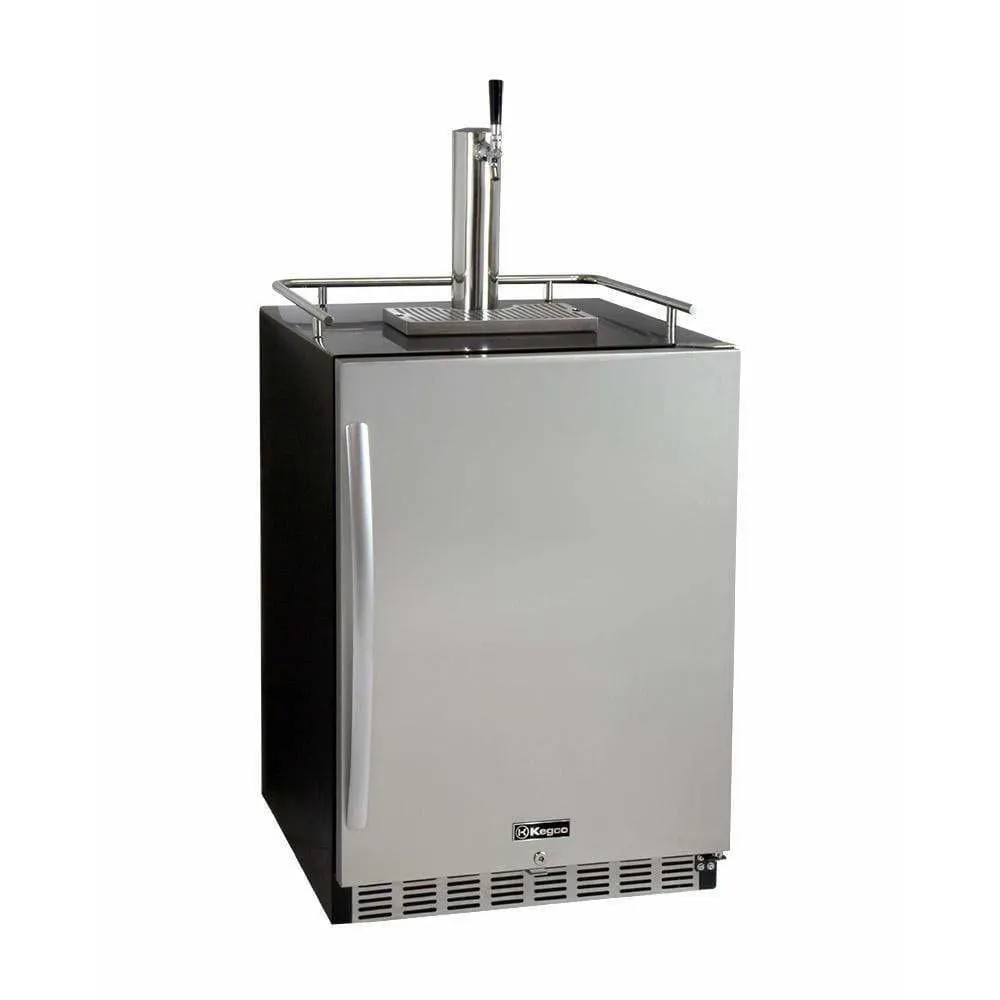 Kegco 24" Wide Single Tap Stainless Steel Built-In Right Hinge with Kit Kegerator HK38BSU-1