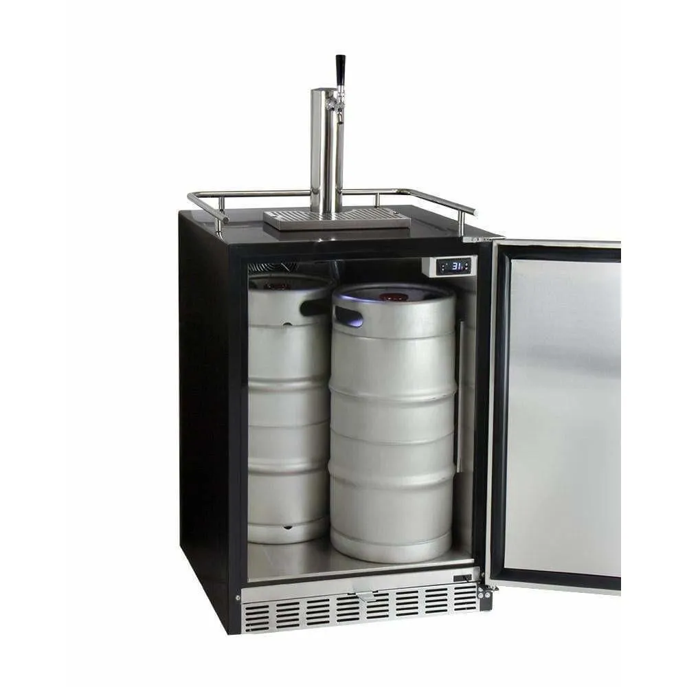 Kegco 24" Wide Single Tap Stainless Steel Built-In Right Hinge with Kit Kegerator HK38BSU-1