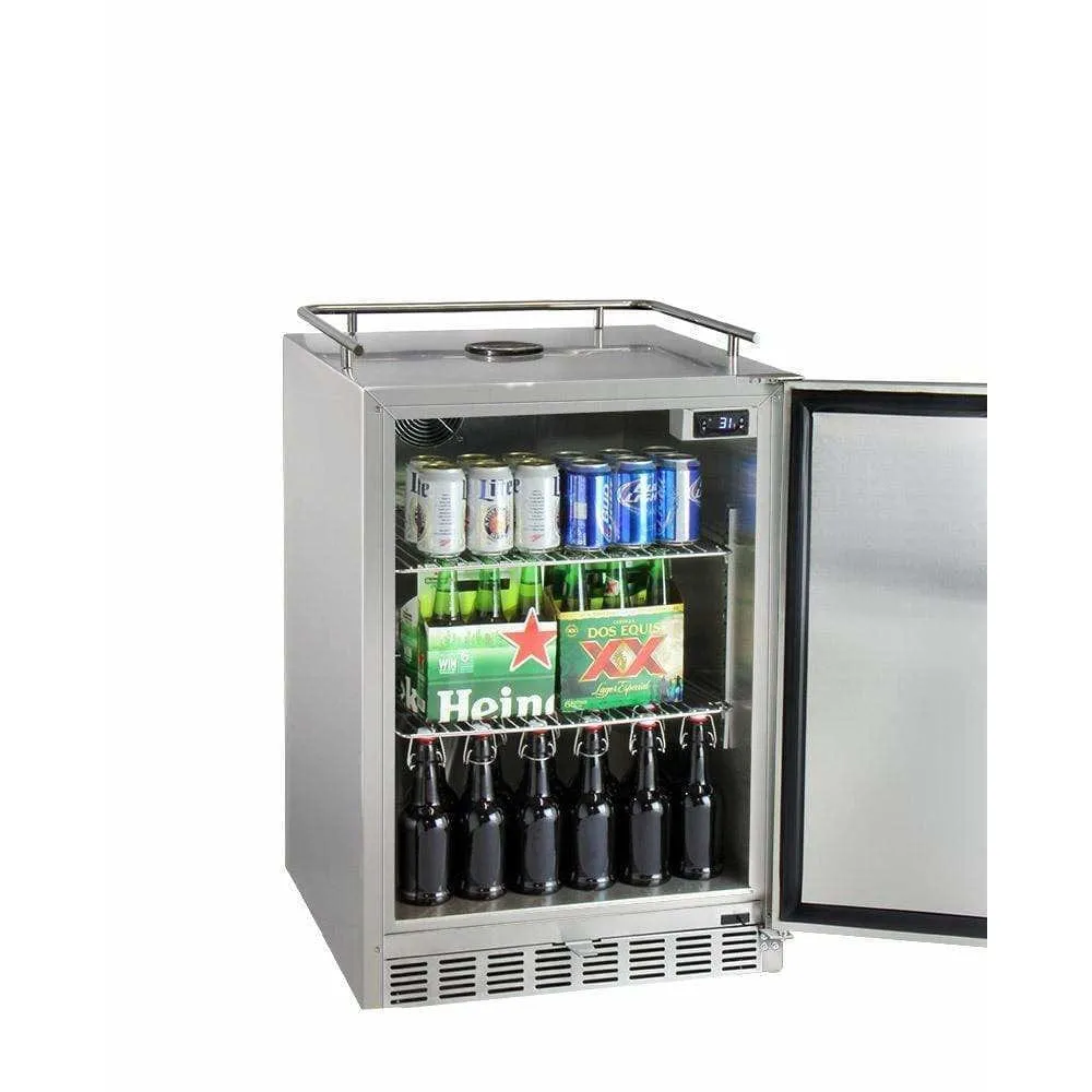 Kegco 24" Wide Triple Tap All Stainless Steel Outdoor Built-In Digital Left Hinge with Kit Kegerator HK38SSU-L-3